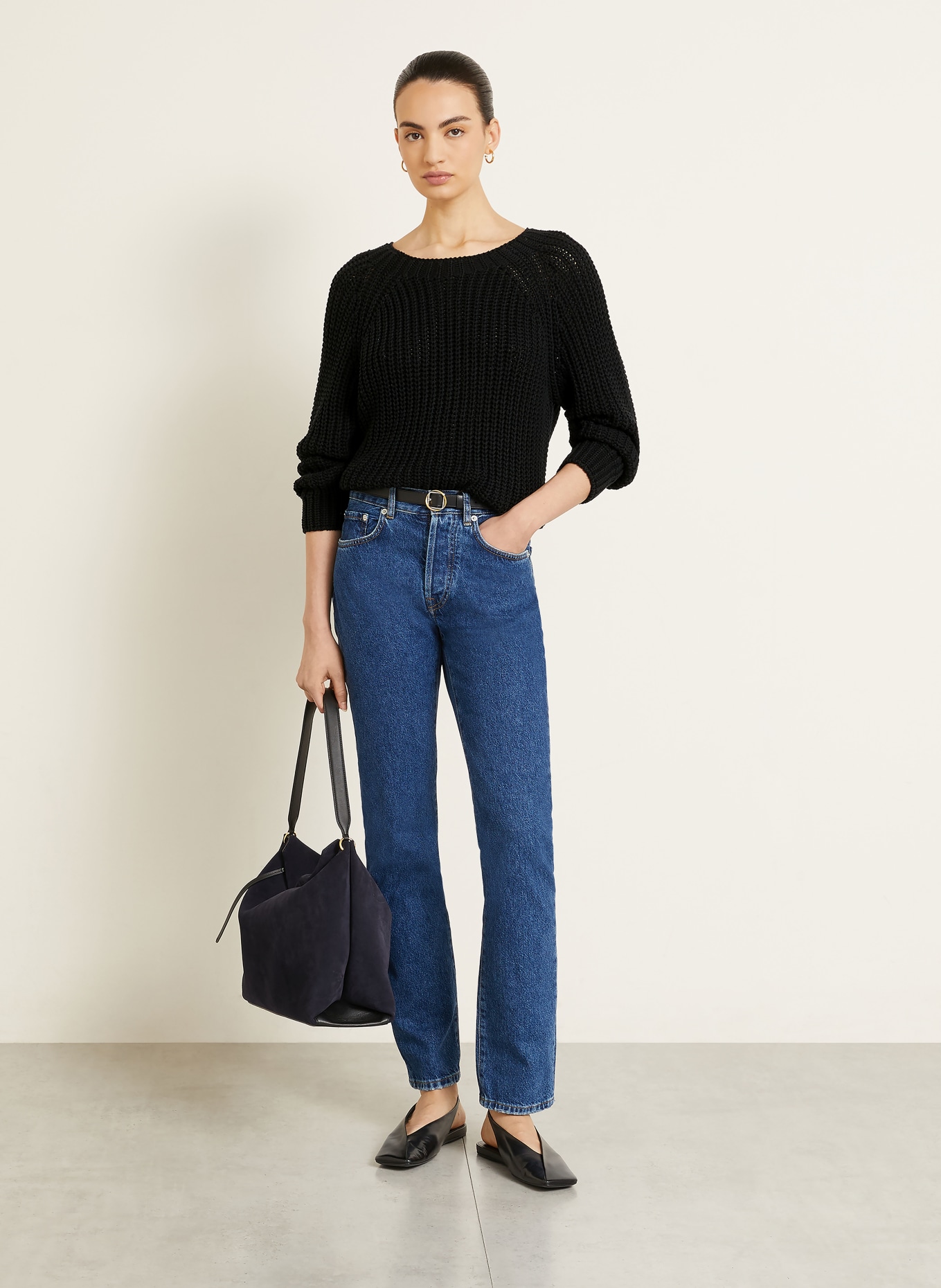 IRIS von ARNIM Trui ANIVA met zijde en linnen: ZWART