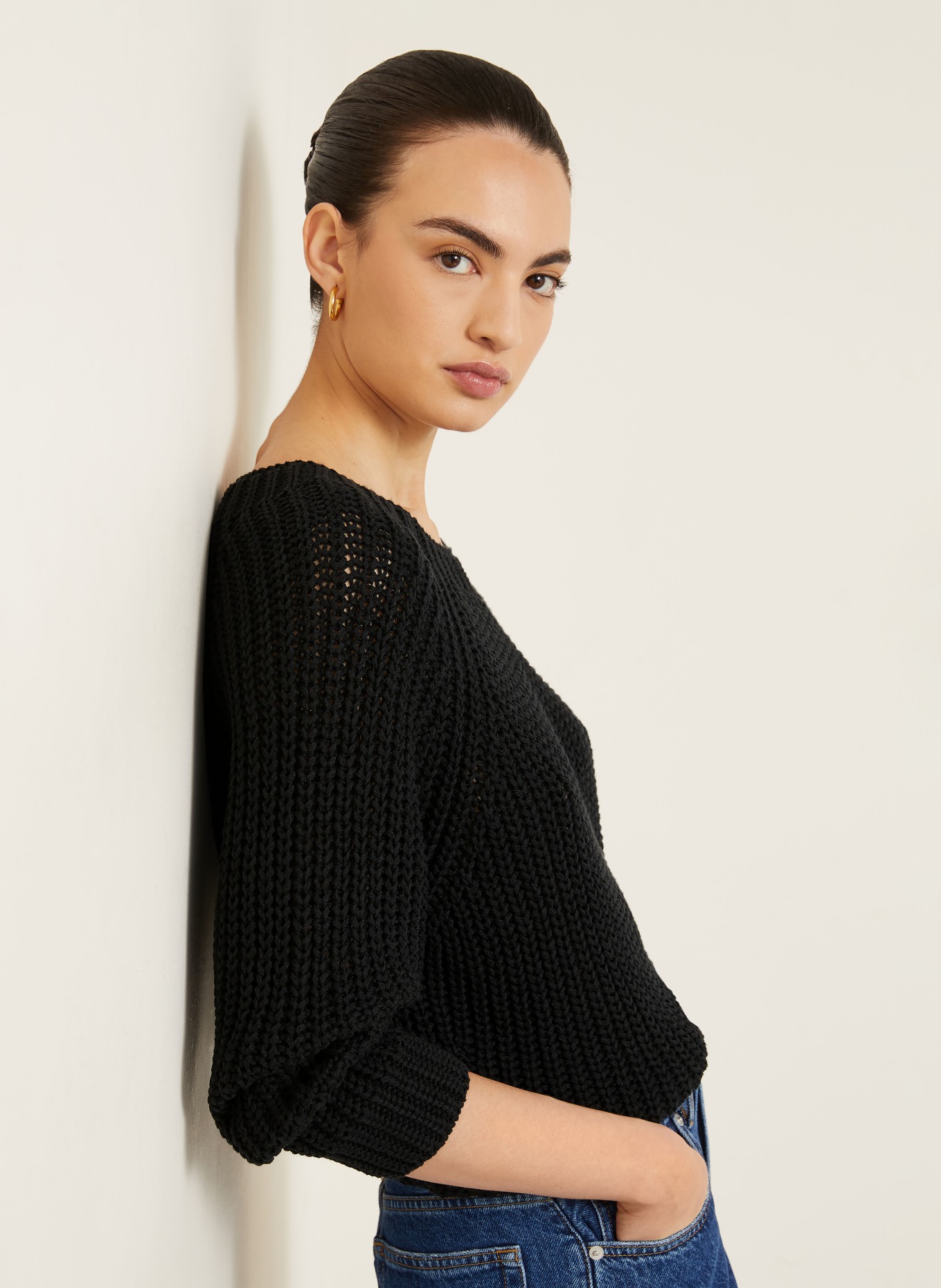 IRIS von ARNIM Trui ANIVA met zijde en linnen: ZWART