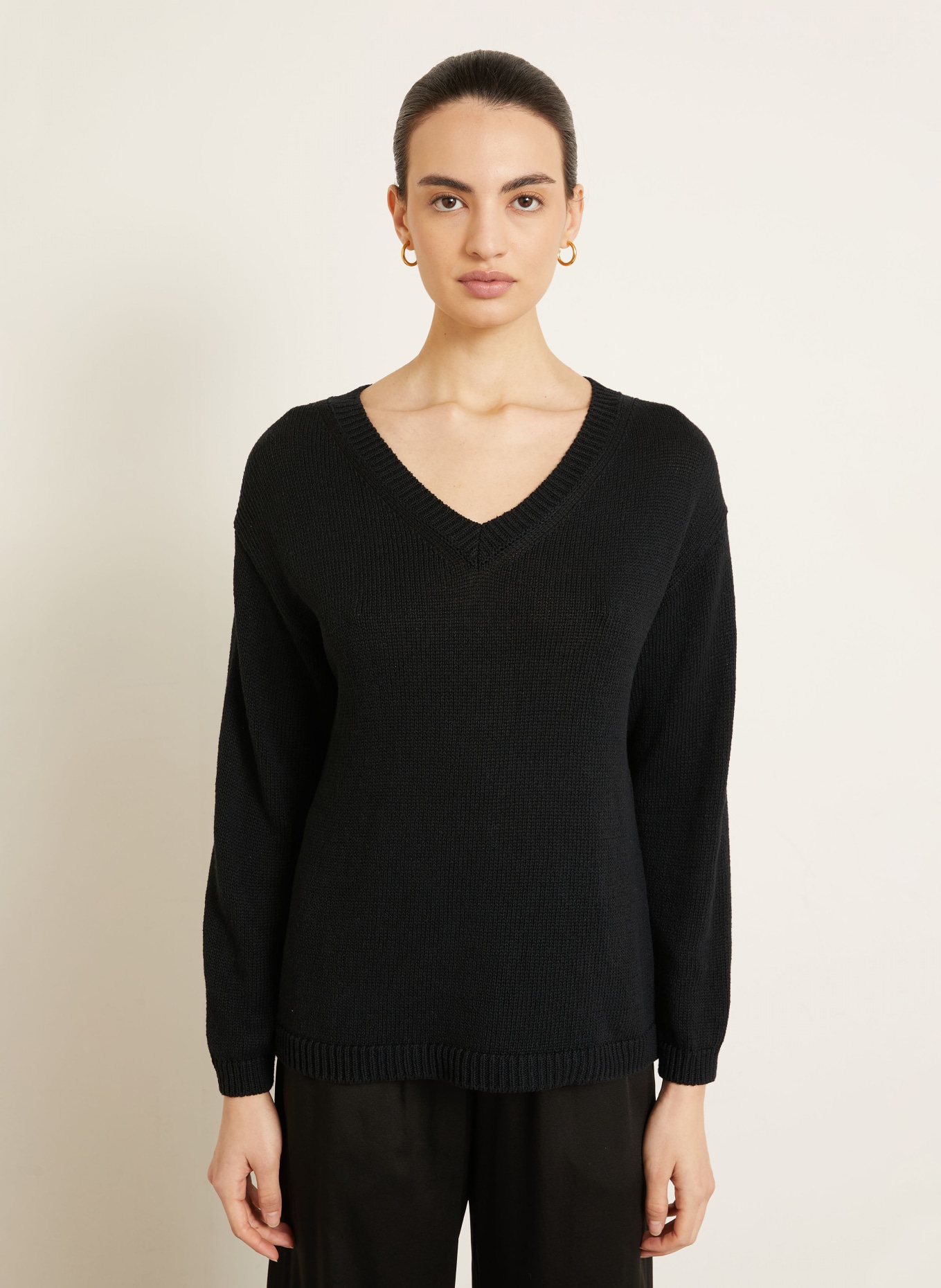 IRIS von ARNIM Trui DIONA met zijde en linnen: ZWART