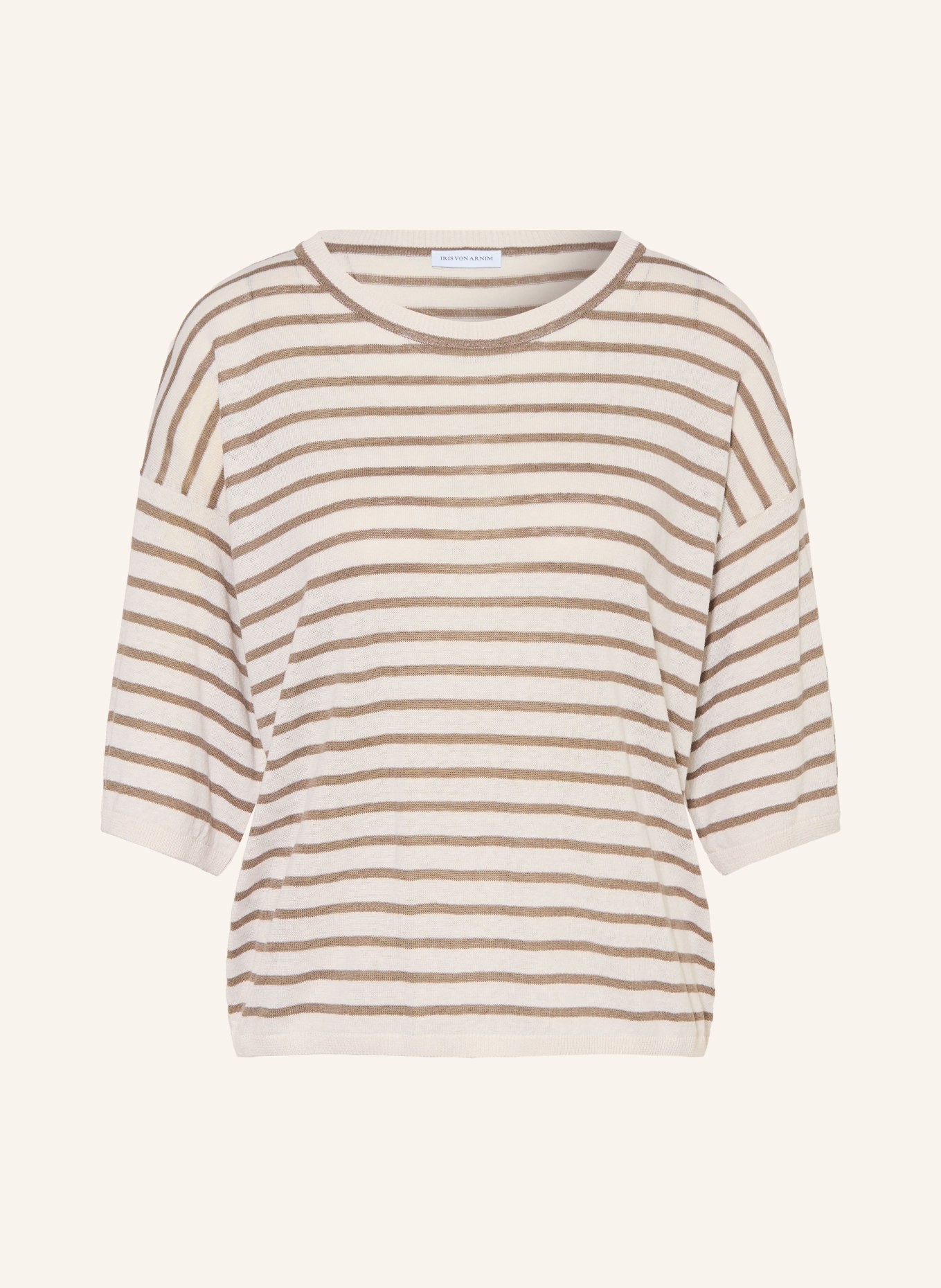 IRIS von ARNIM Gebreid shirt EMINA met zijde en linnen: CRÈME / TAUPE