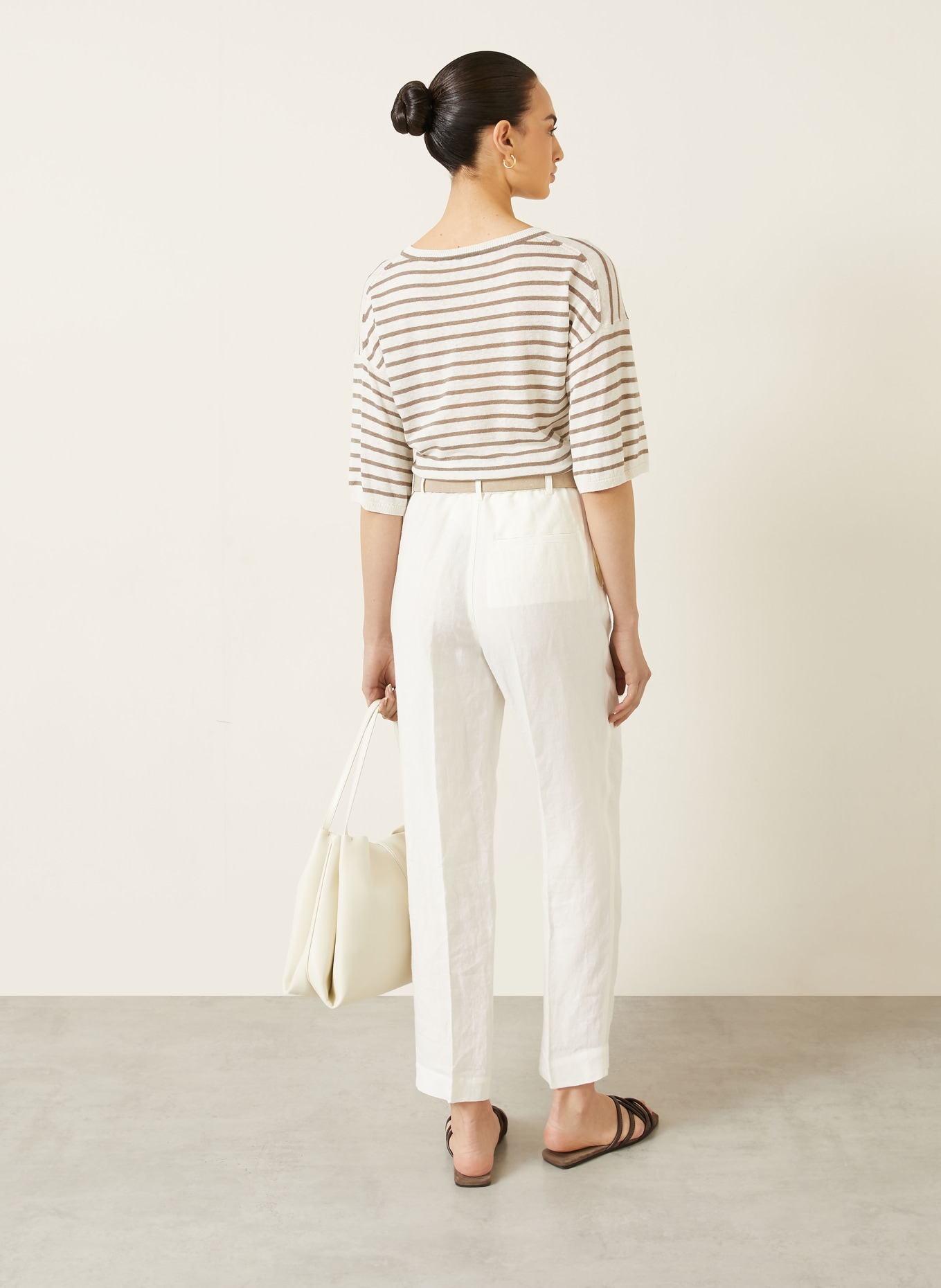 IRIS von ARNIM Gebreid shirt EMINA met zijde en linnen: CRÈME / TAUPE