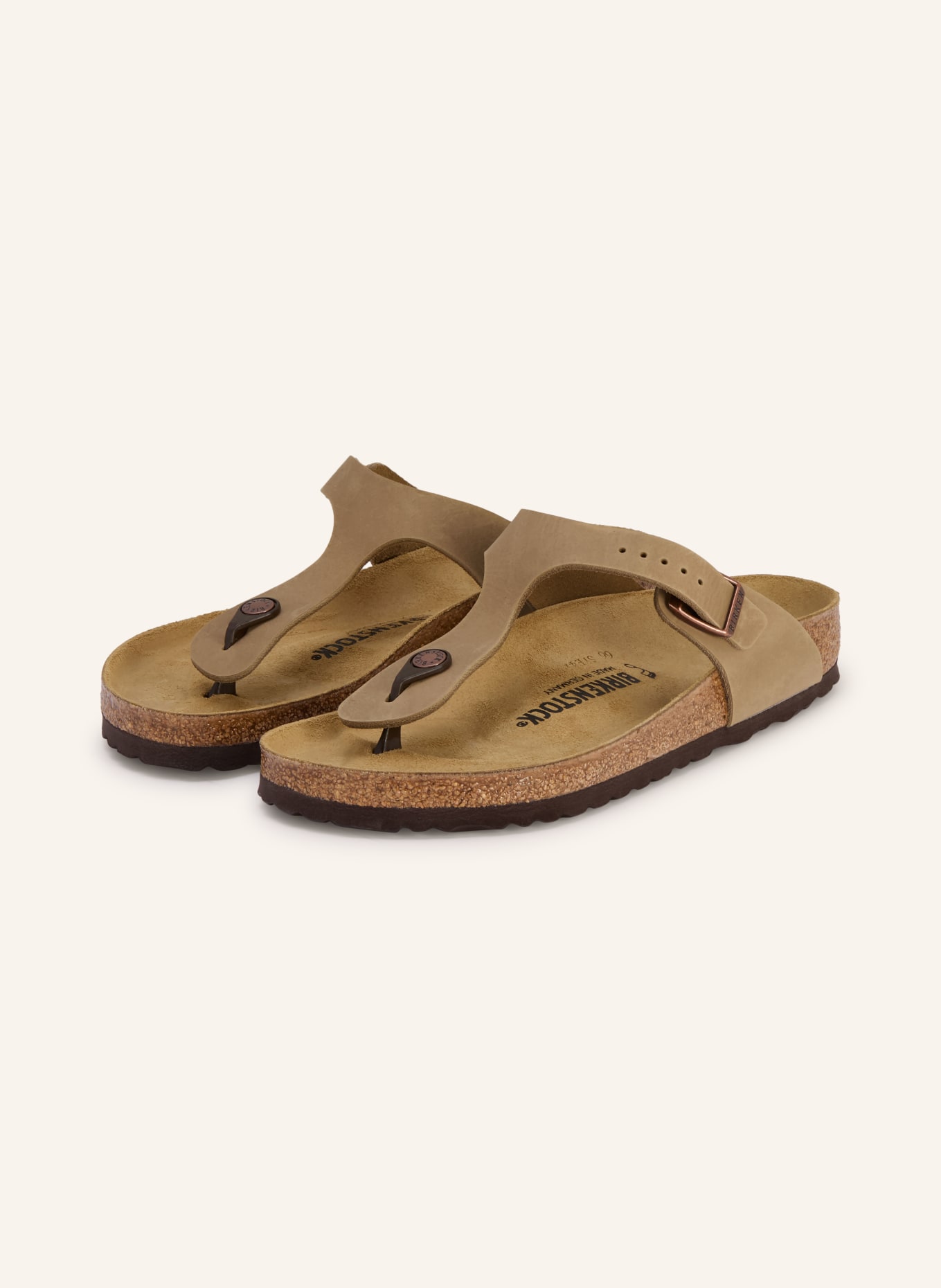BIRKENSTOCK Séparateur d'orteils GIZEH LEATHER OILED: MARRON CLAIR
