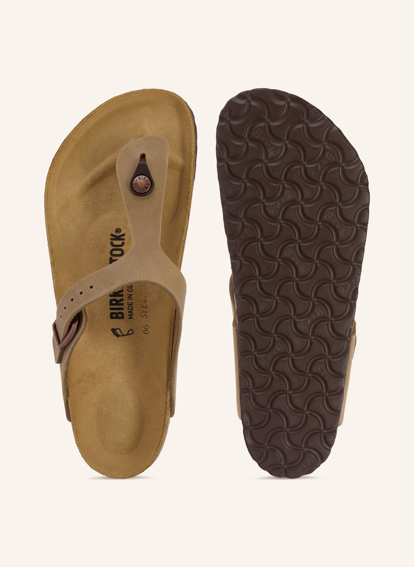 BIRKENSTOCK Séparateur d'orteils GIZEH LEATHER OILED: MARRON CLAIR