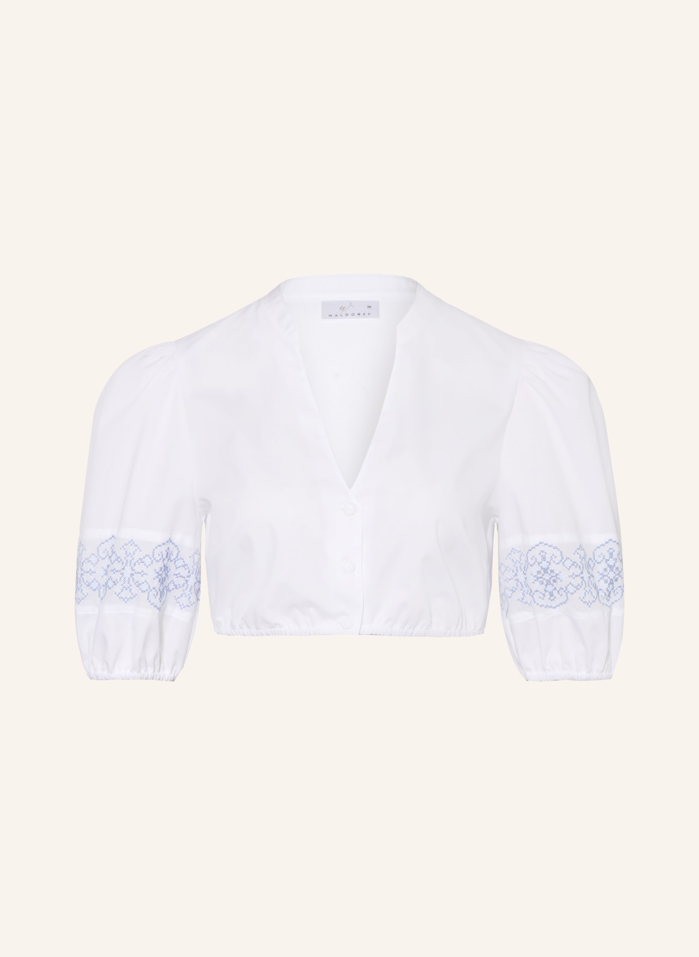 WALDORFF Dirndlbluse: WEISS / HELLBLAU