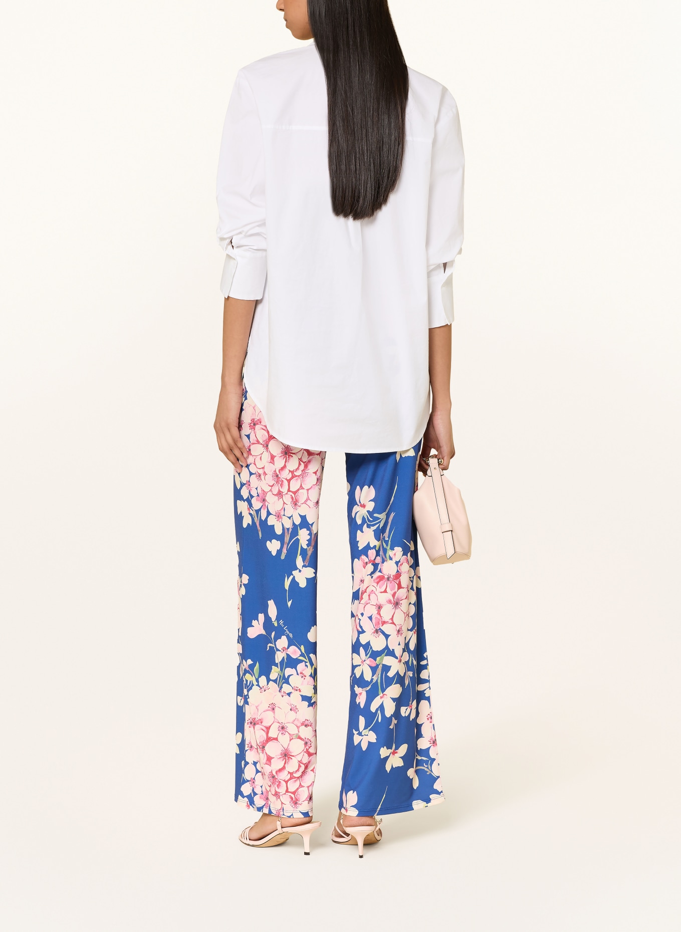 Miss Lagotte Spodnie z materiału typu marlene: NIEBIESKI / RÓŻOWY / ECRU