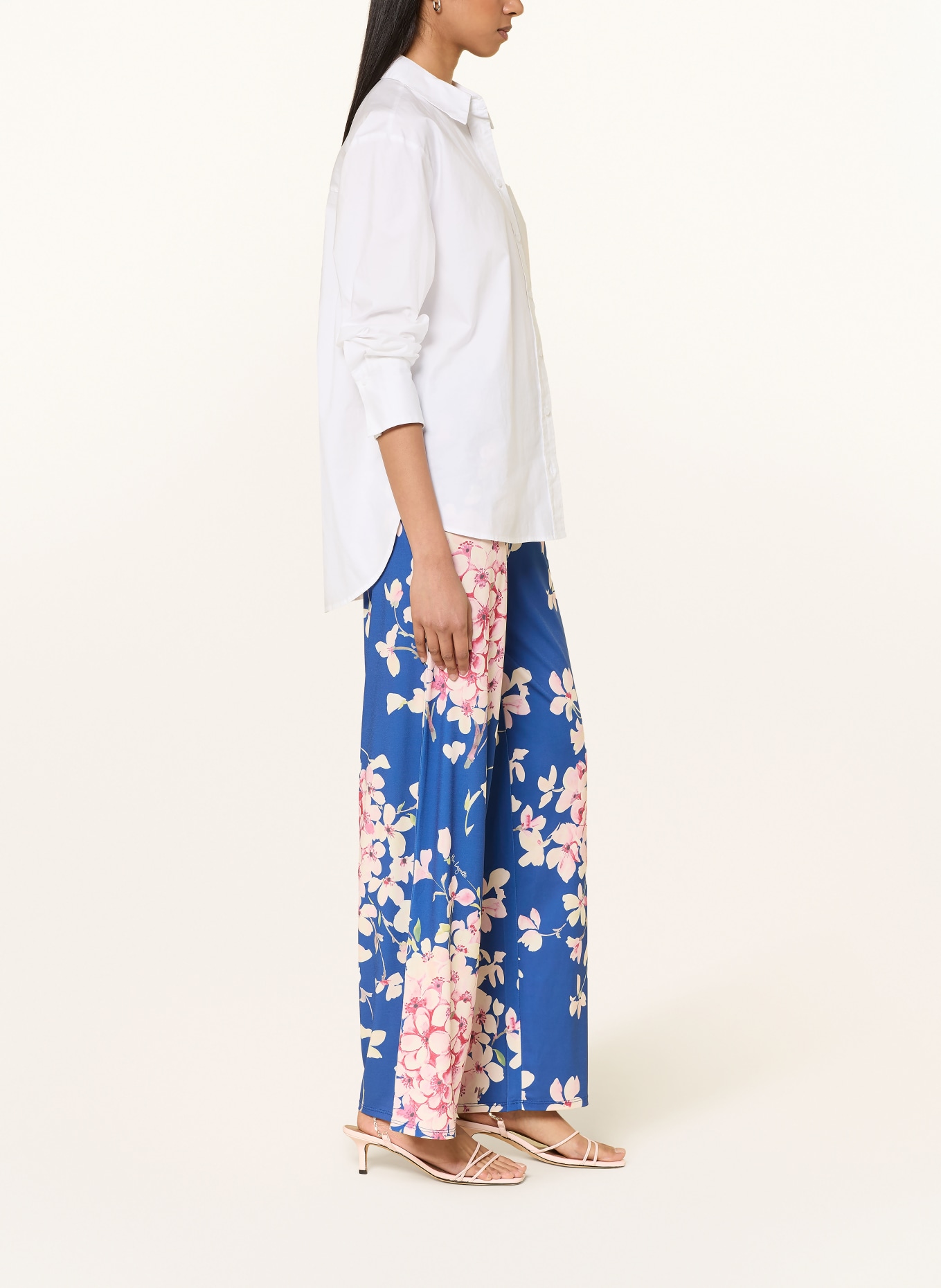 Miss Lagotte Spodnie z materiału typu marlene: NIEBIESKI / RÓŻOWY / ECRU