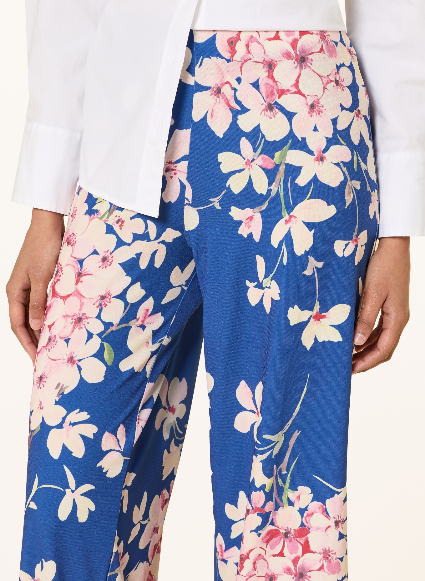 Miss Lagotte Spodnie z materiału typu marlene: NIEBIESKI / RÓŻOWY / ECRU