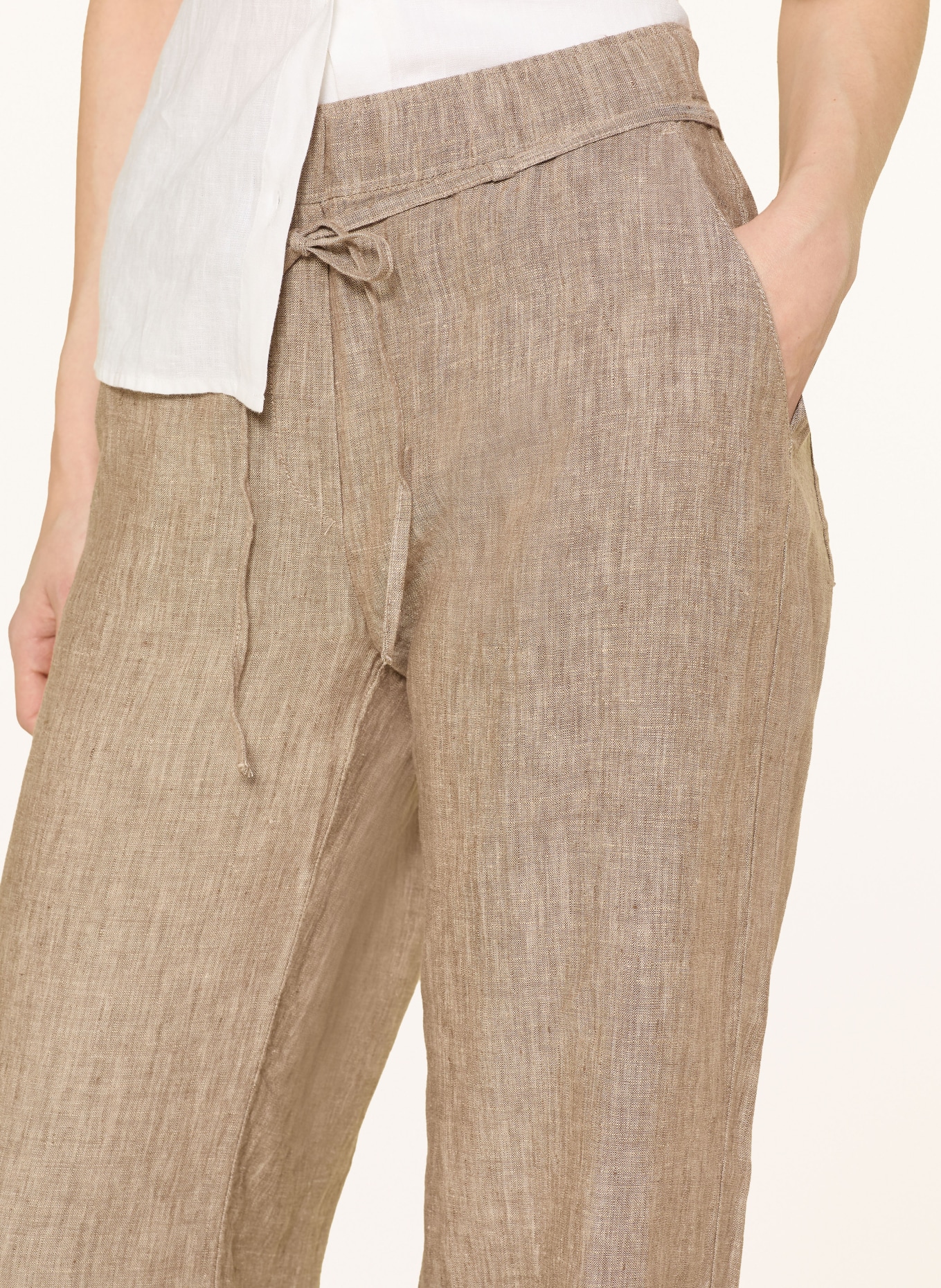 MAC CHIARA linen wide-leg pants: BEIGE