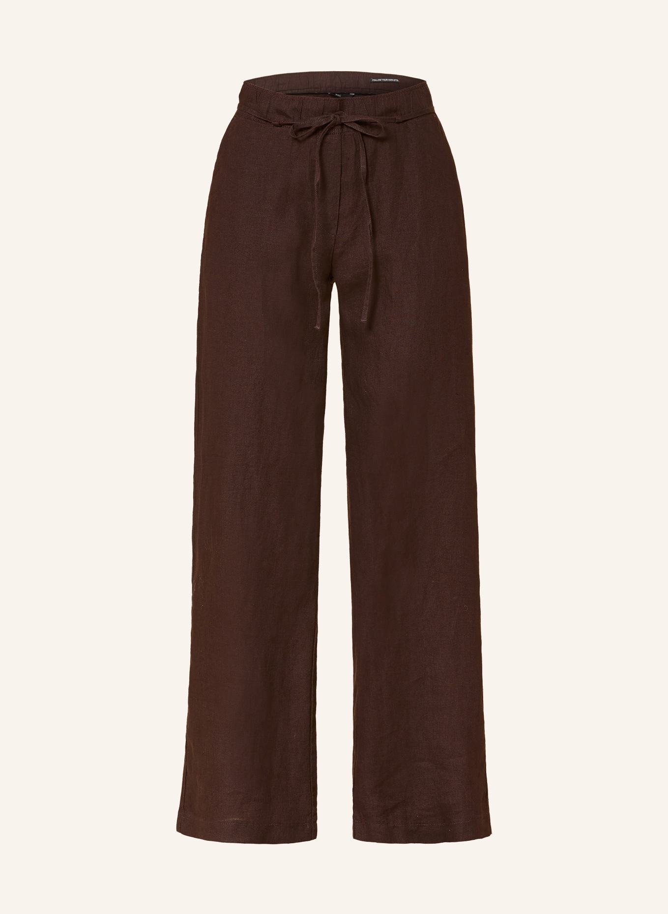 MAC CHIARA linen wide-leg pants: DARK BROWN