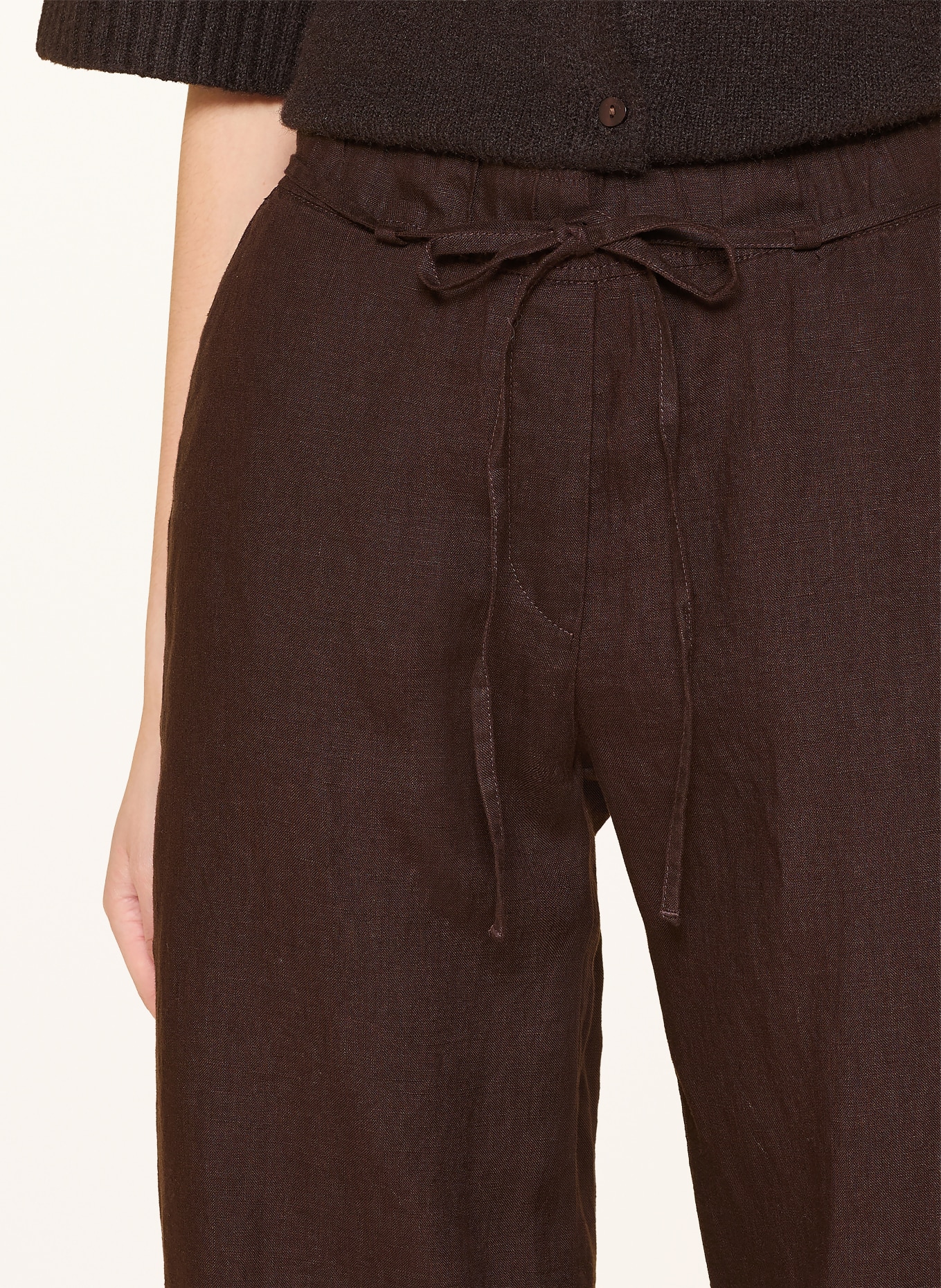 MAC CHIARA linen wide-leg pants: DARK BROWN