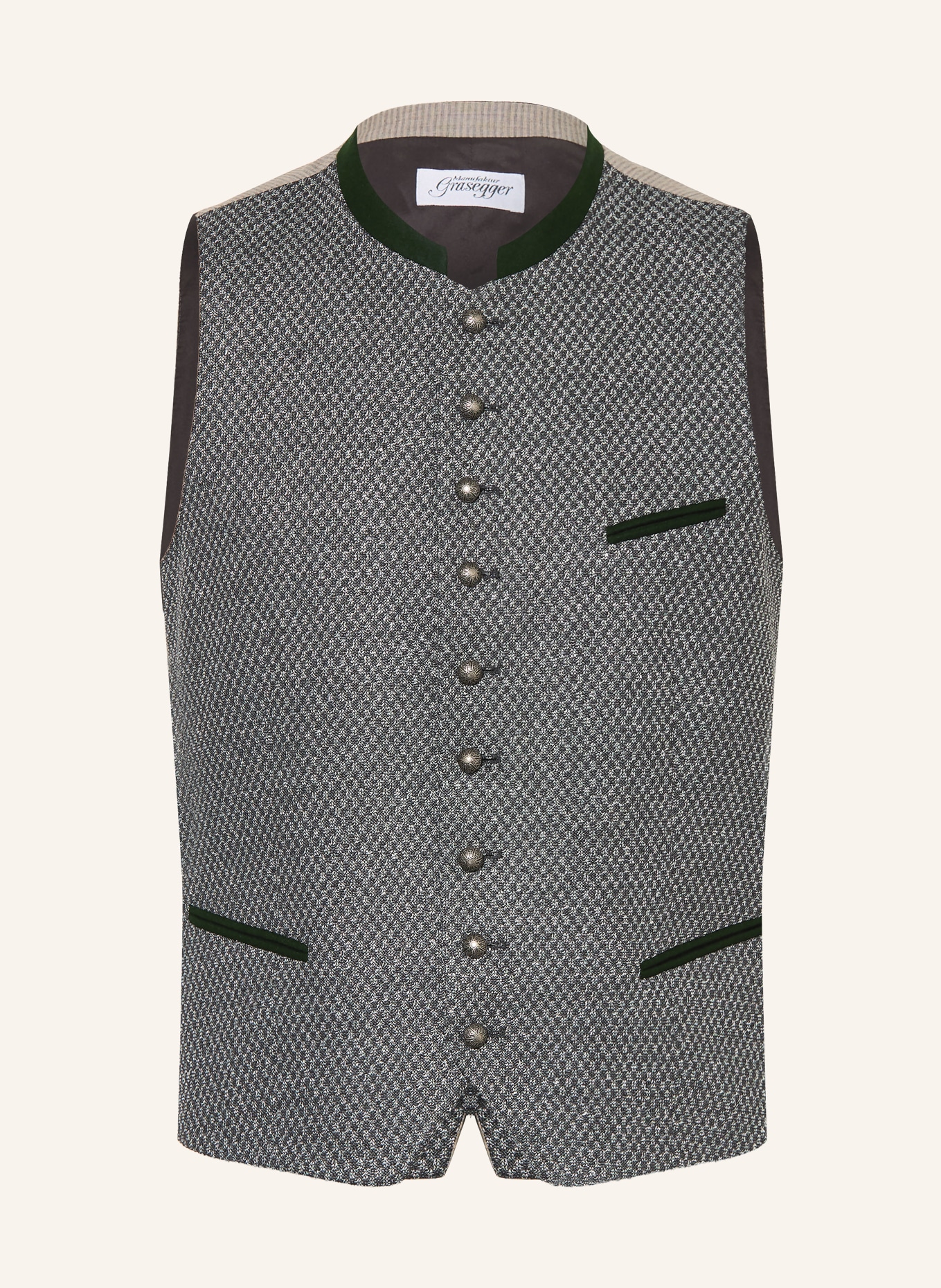 Grasegger Trachtenweste: DUNKELGRAU / GRAU / DUNKELGRÜN