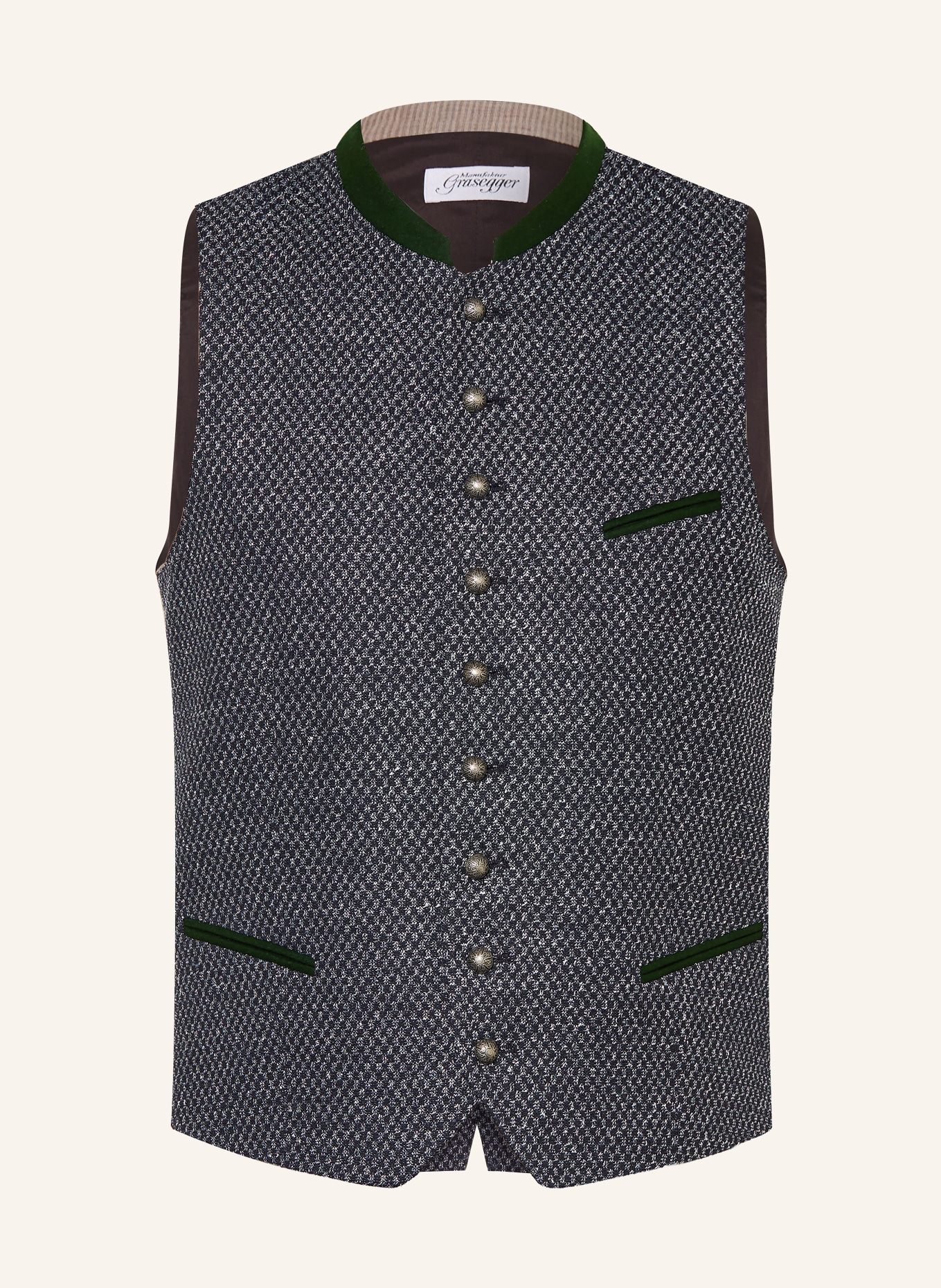 Grasegger Trachtenweste: DUNKELBLAU / TAUPE / DUNKELGRÜN
