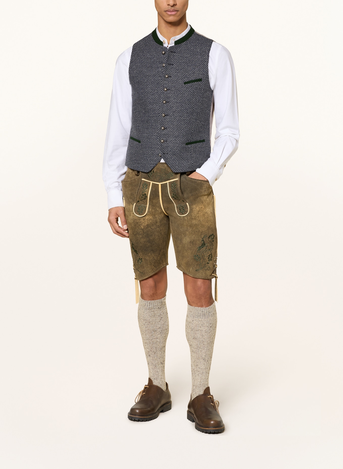 Grasegger Trachtenweste: DUNKELBLAU / TAUPE / DUNKELGRÜN