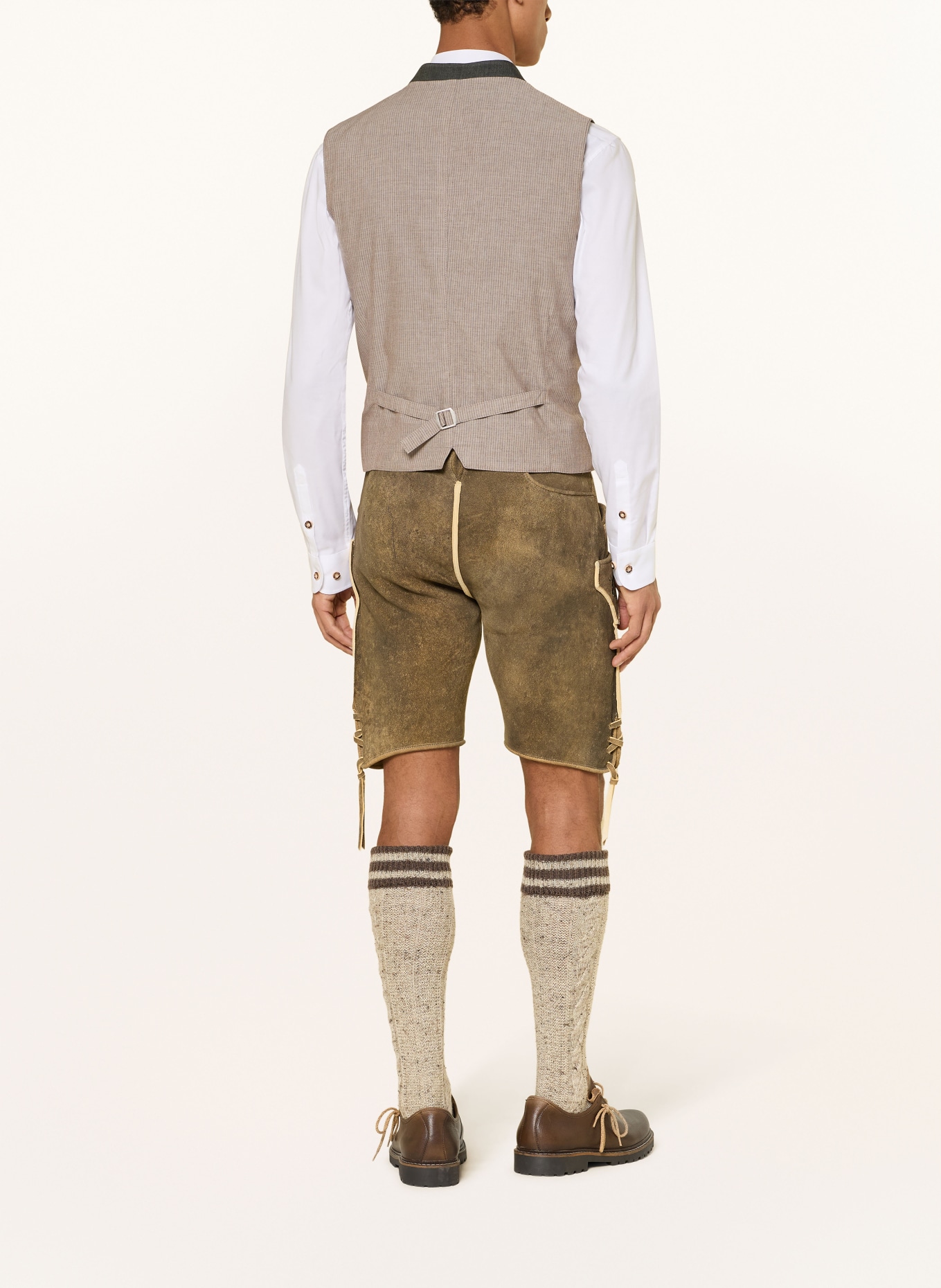 Grasegger Trachtenweste AURACH im Materialmix mit Leinen: GRÜN / BEIGE / TAUPE