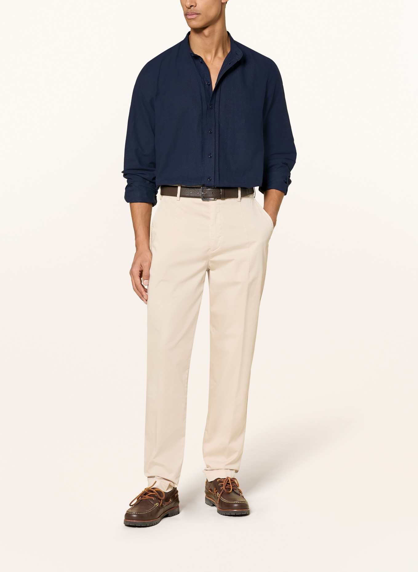 Grasegger Hemd Comfort Fit mit Leinen: DUNKELBLAU