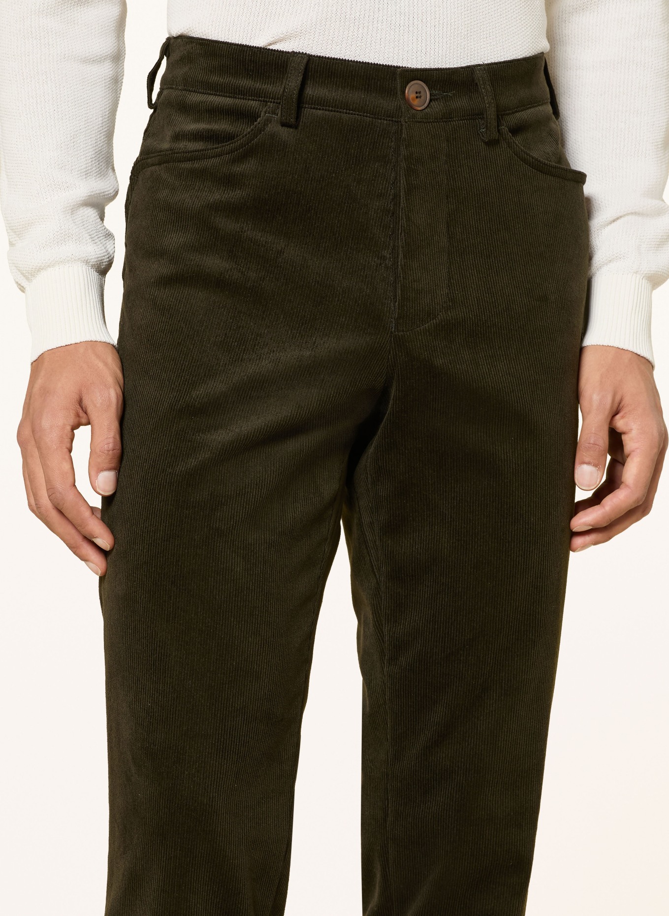 Grasegger TURIN slim fit corduroy pants: DARK GREEN