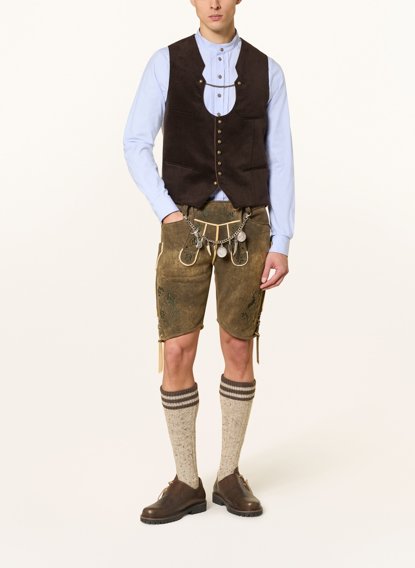 Grasegger Trachtenweste GULDEN: DUNKELBRAUN / HELLGRAU