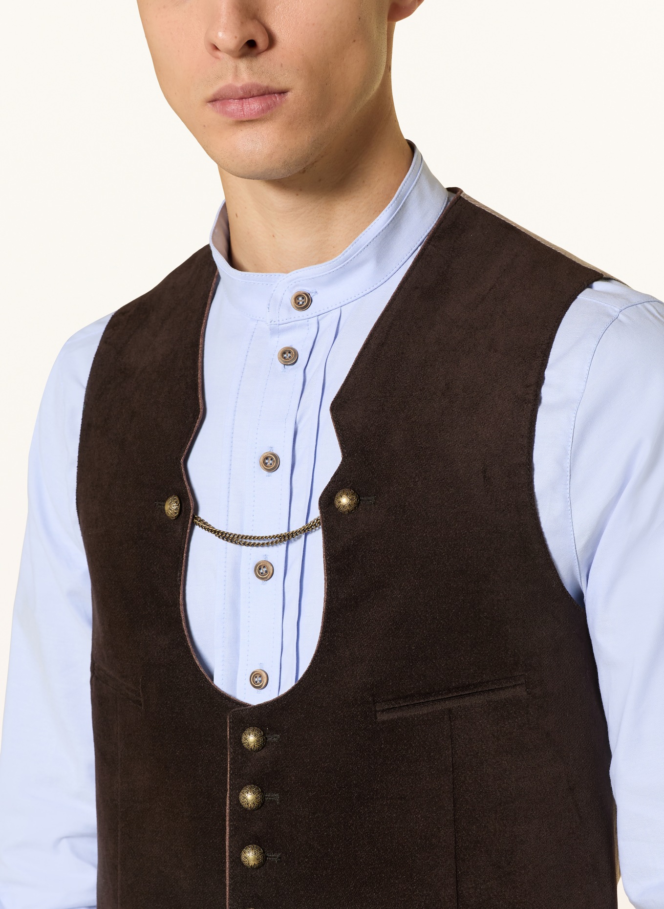 Grasegger Trachtenweste GULDEN: DUNKELBRAUN / HELLGRAU