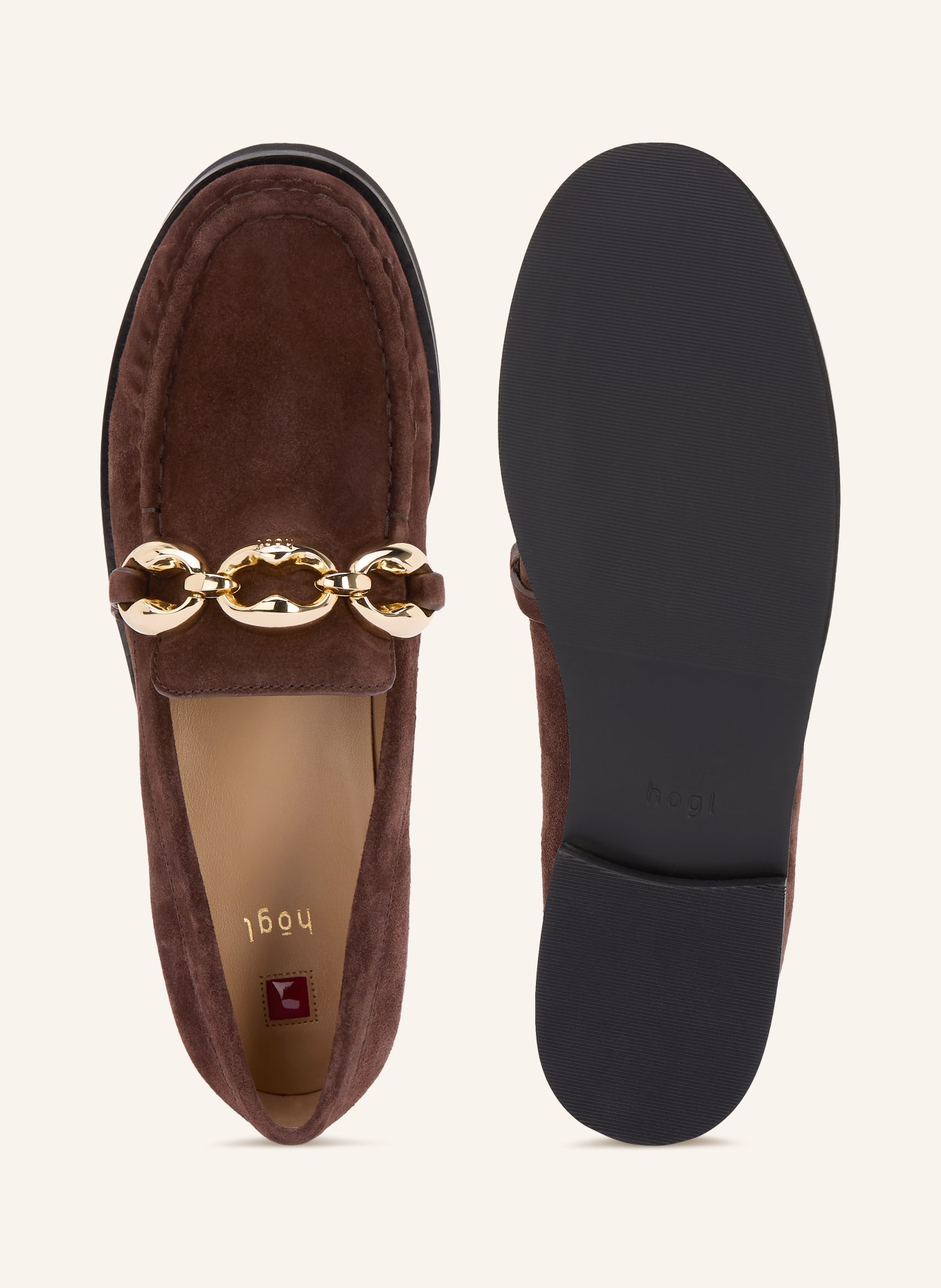 Högl mocassins: MARRON FONCÉ / OR