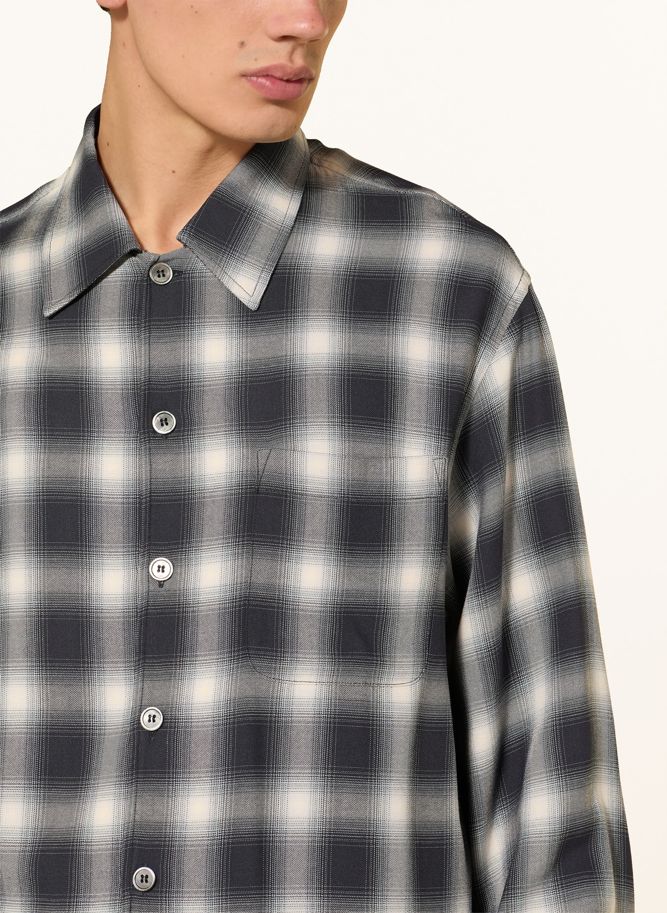 OUR LEGACY Hemd EVERY Relaxed Fit: DUNKELBLAU / HELLGRAU