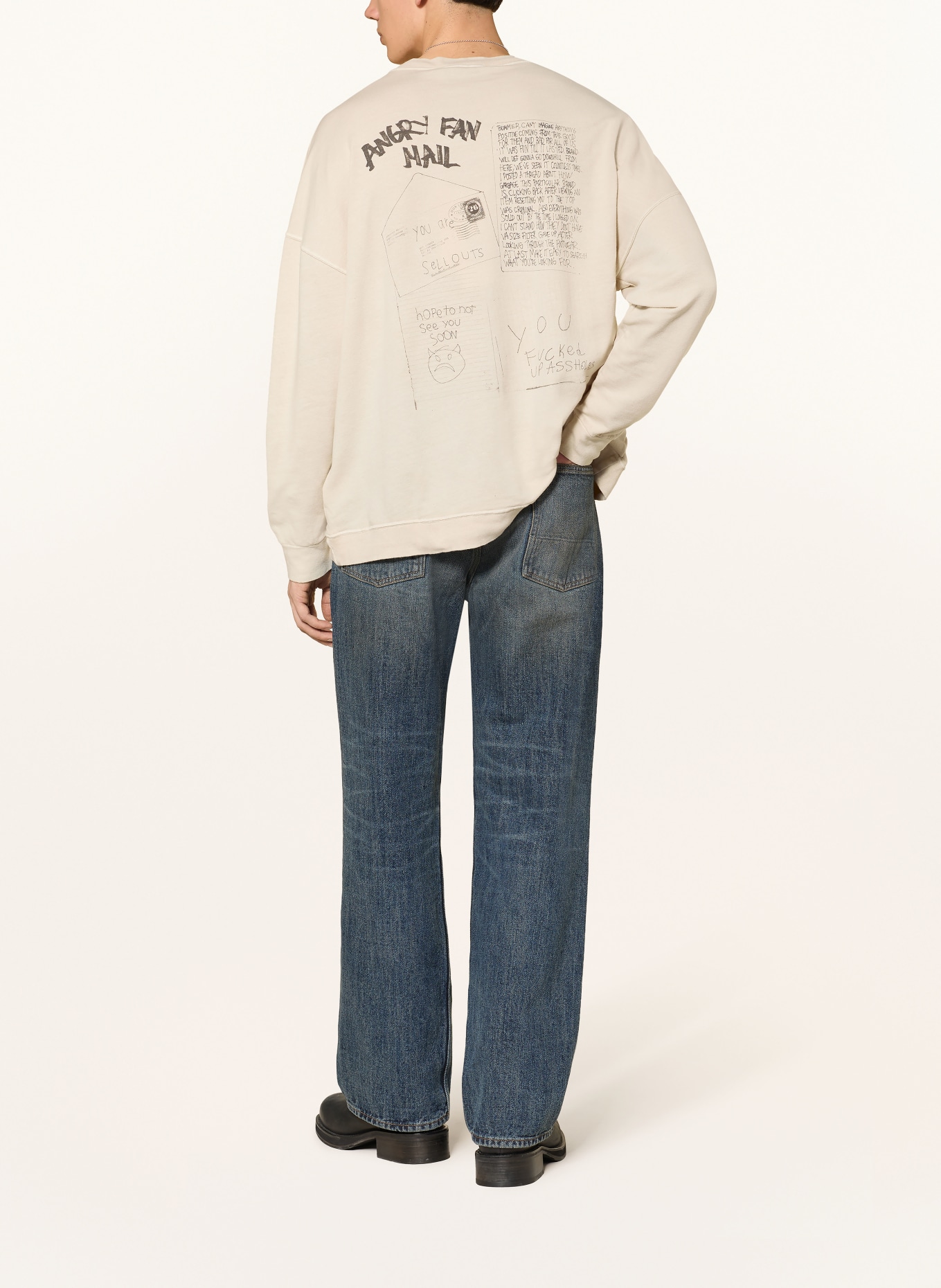 OUR LEGACY Oversized-Sweatshirt SLACK: BEIGE / SCHWARZ