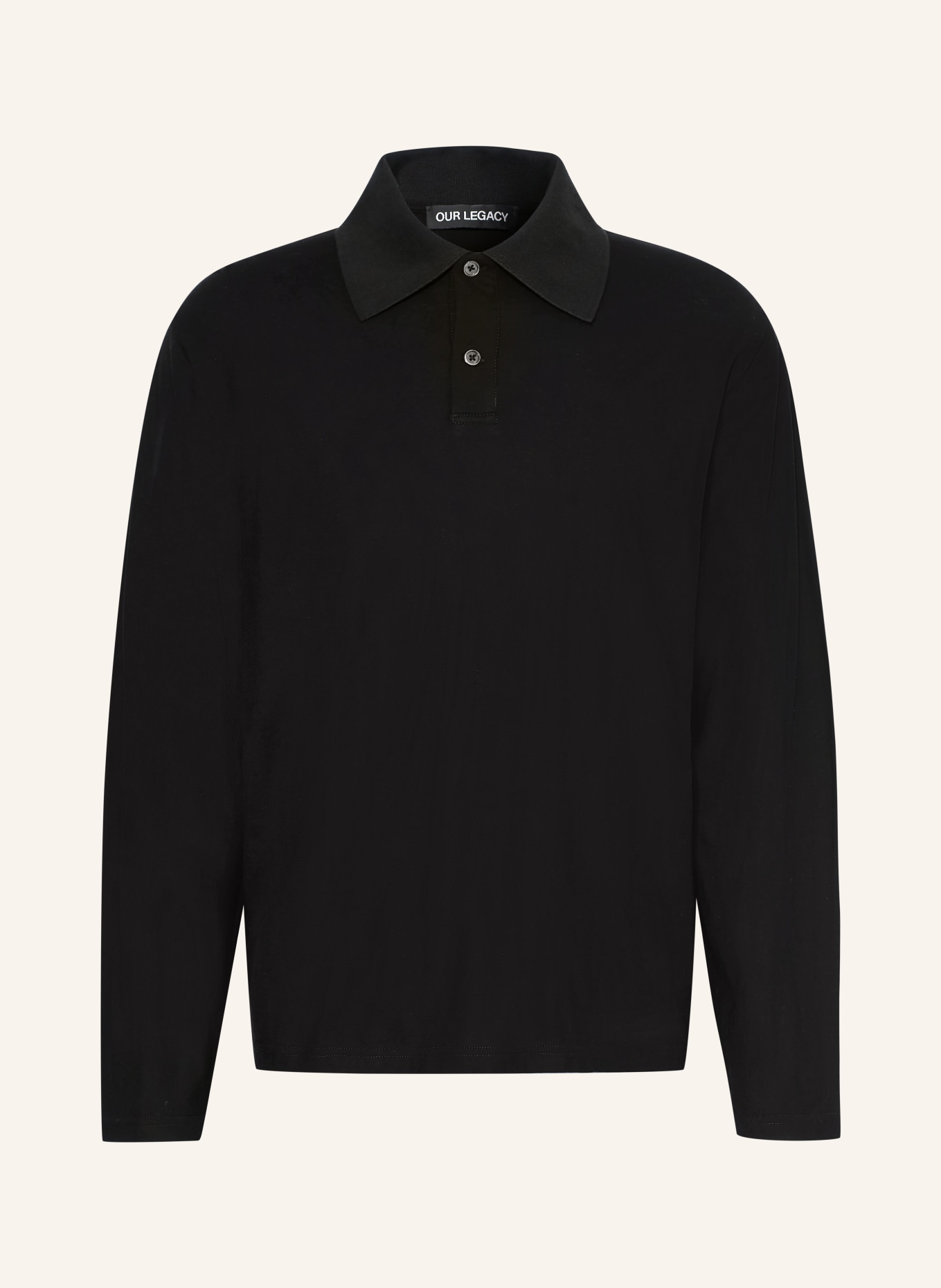 OUR LEGACY Jersey-Poloshirt Regular Boxy Fit: SCHWARZ