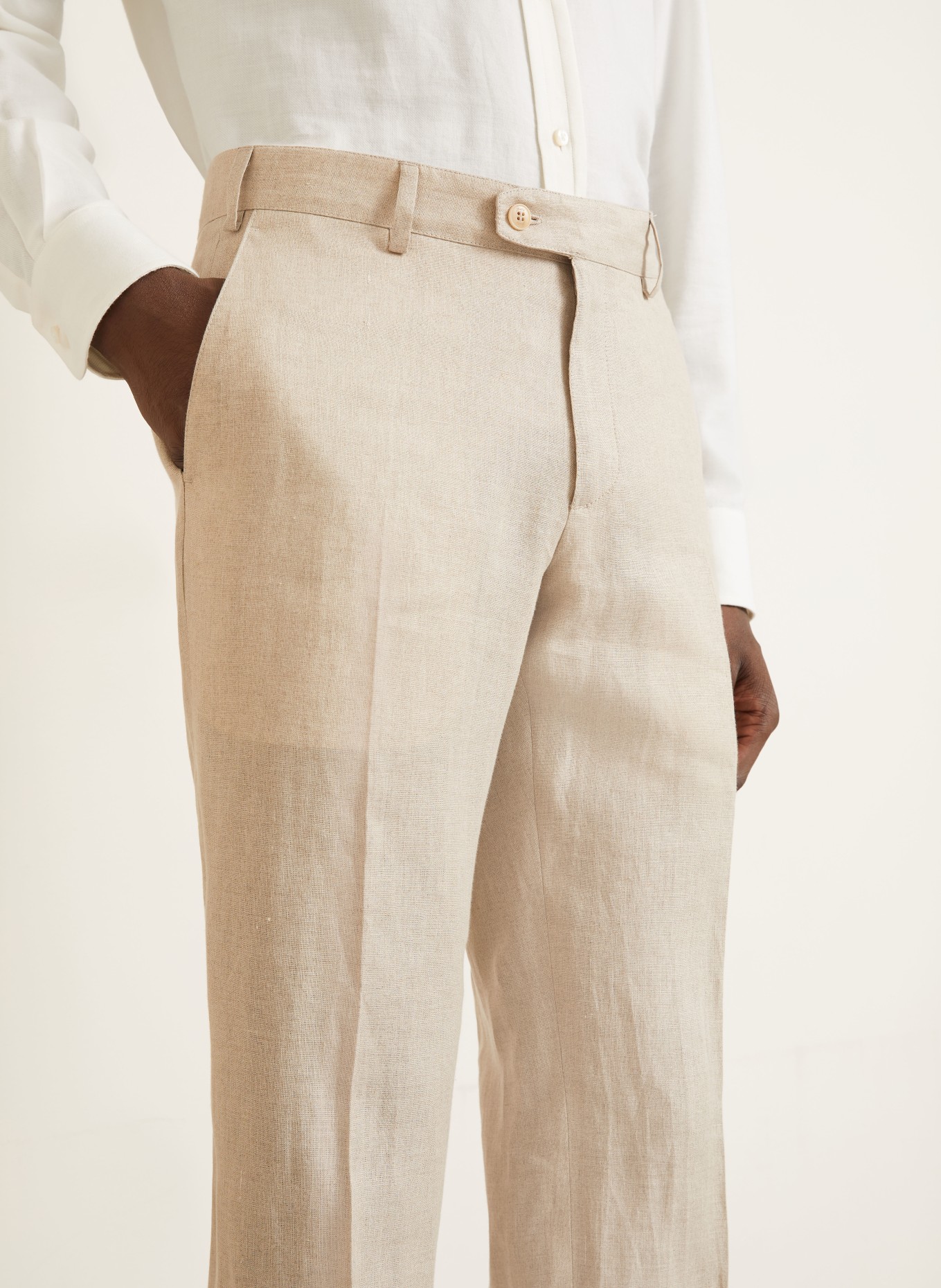 Brioni Linnen broek Regular Fit: BEIGE