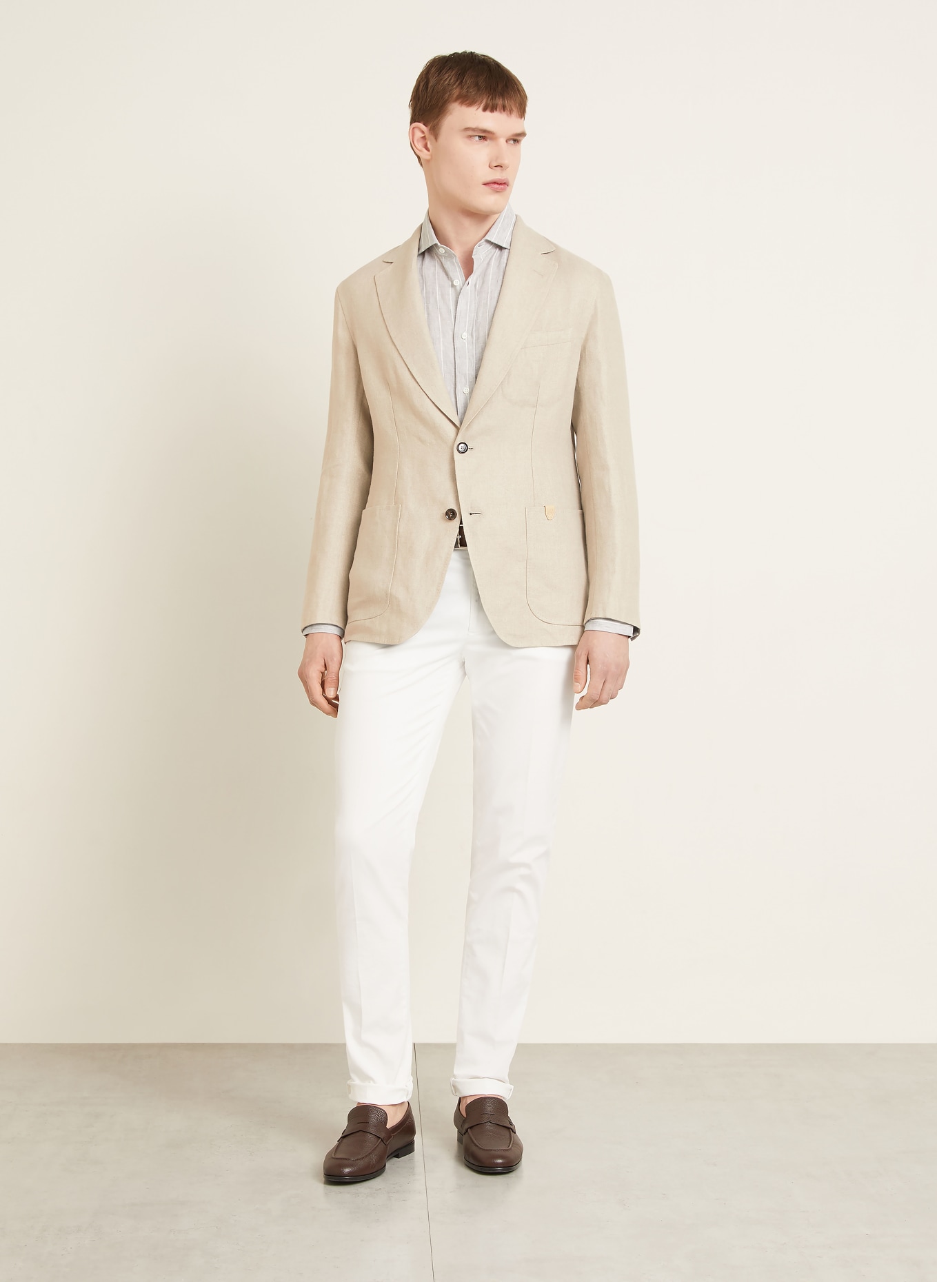 Brioni Linnen colbert met normale pasvorm: BEIGE