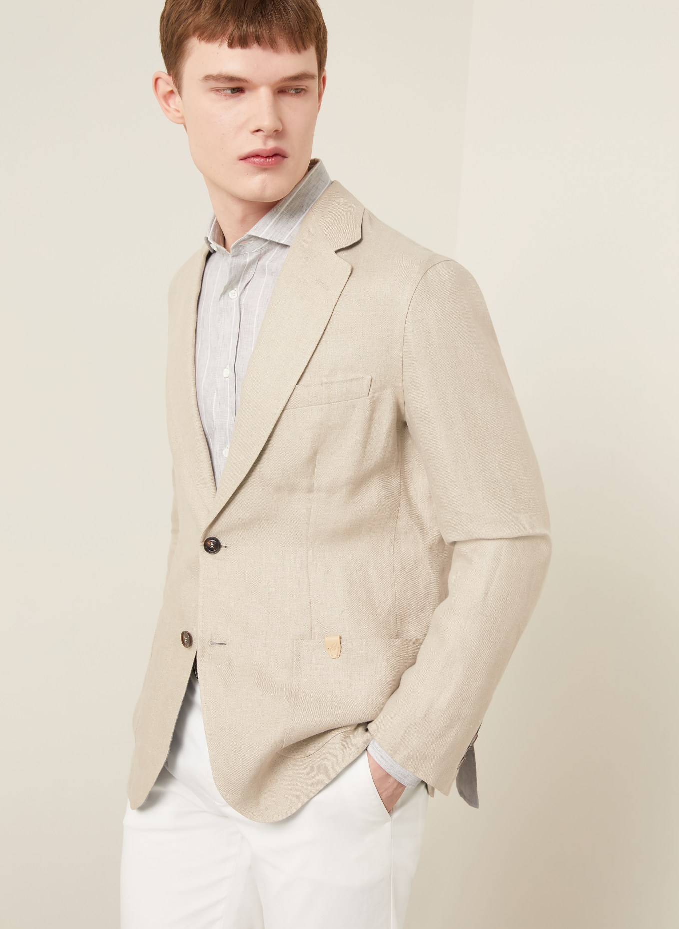 Brioni Linnen colbert met normale pasvorm: BEIGE