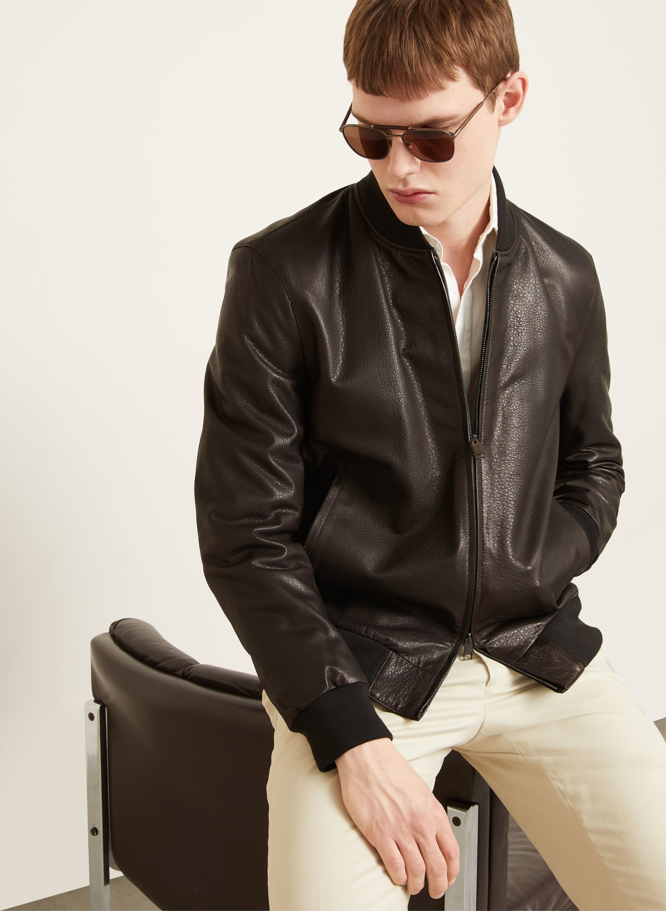 Brioni Lederjacke: DUNKELBRAUN