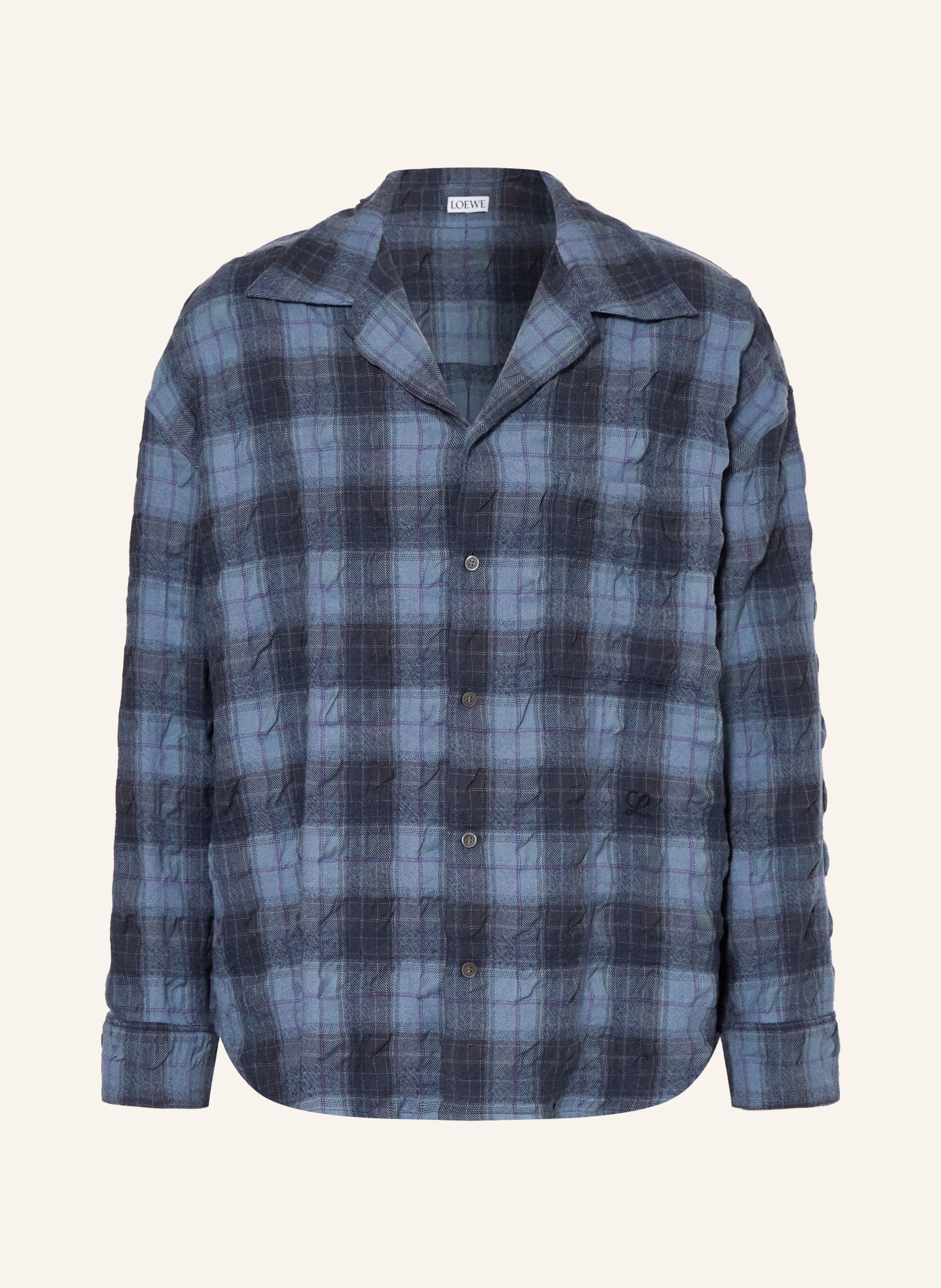 LOEWE Overhemd Comfort Fit: DONKERBLAUW / PAARS / LICHTBLAUW
