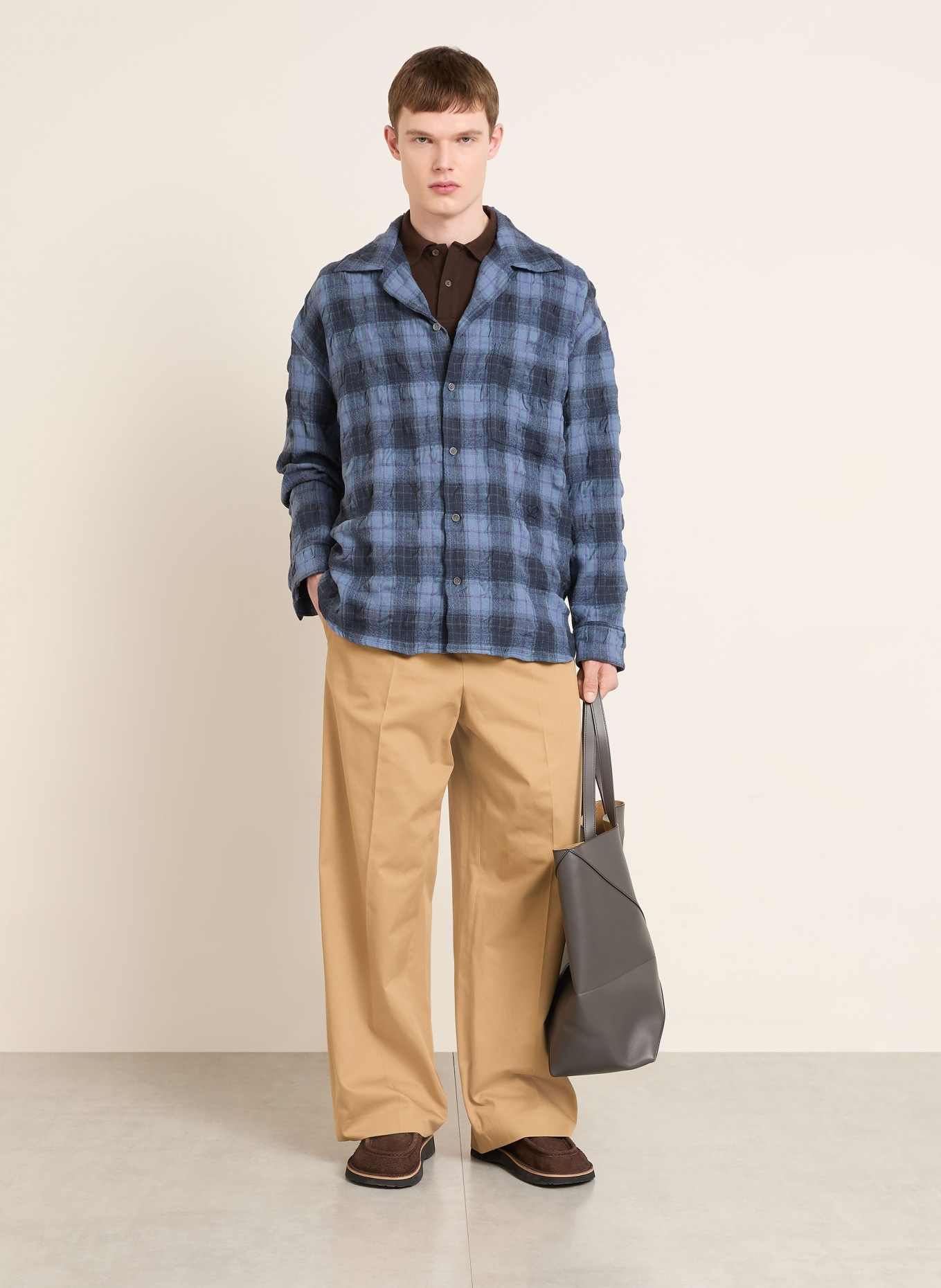 LOEWE Overhemd Comfort Fit: DONKERBLAUW / PAARS / LICHTBLAUW