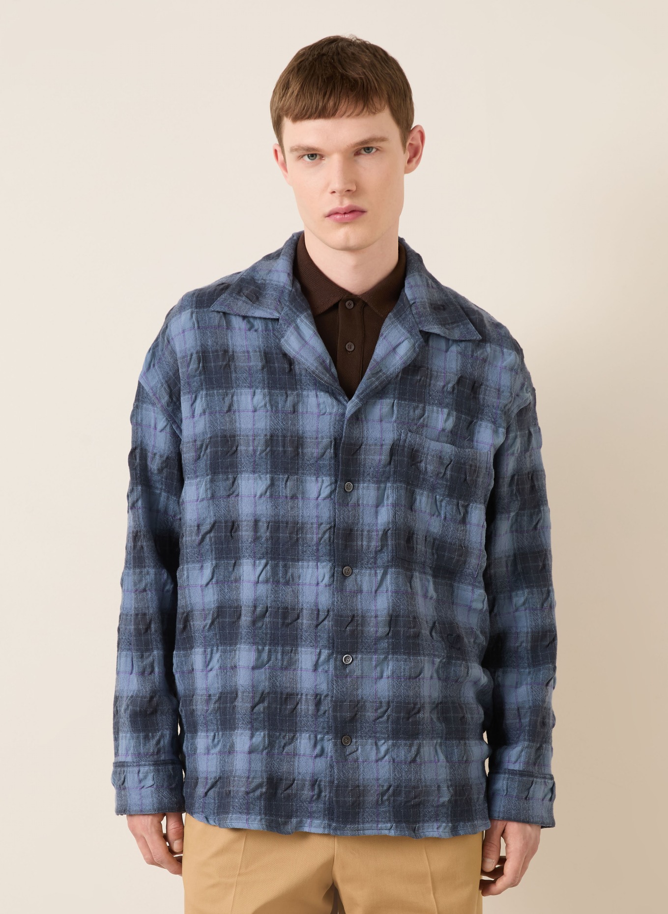 LOEWE Overhemd Comfort Fit: DONKERBLAUW / PAARS / LICHTBLAUW