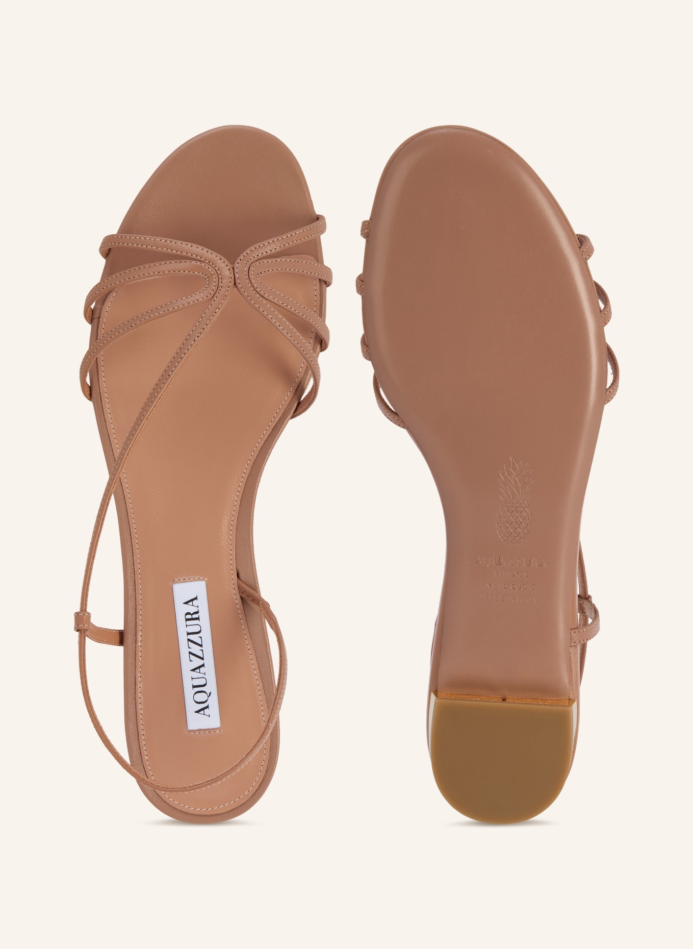 AQUAZZURA Sandales TALK TO ME: MARRON CLAIR / OR