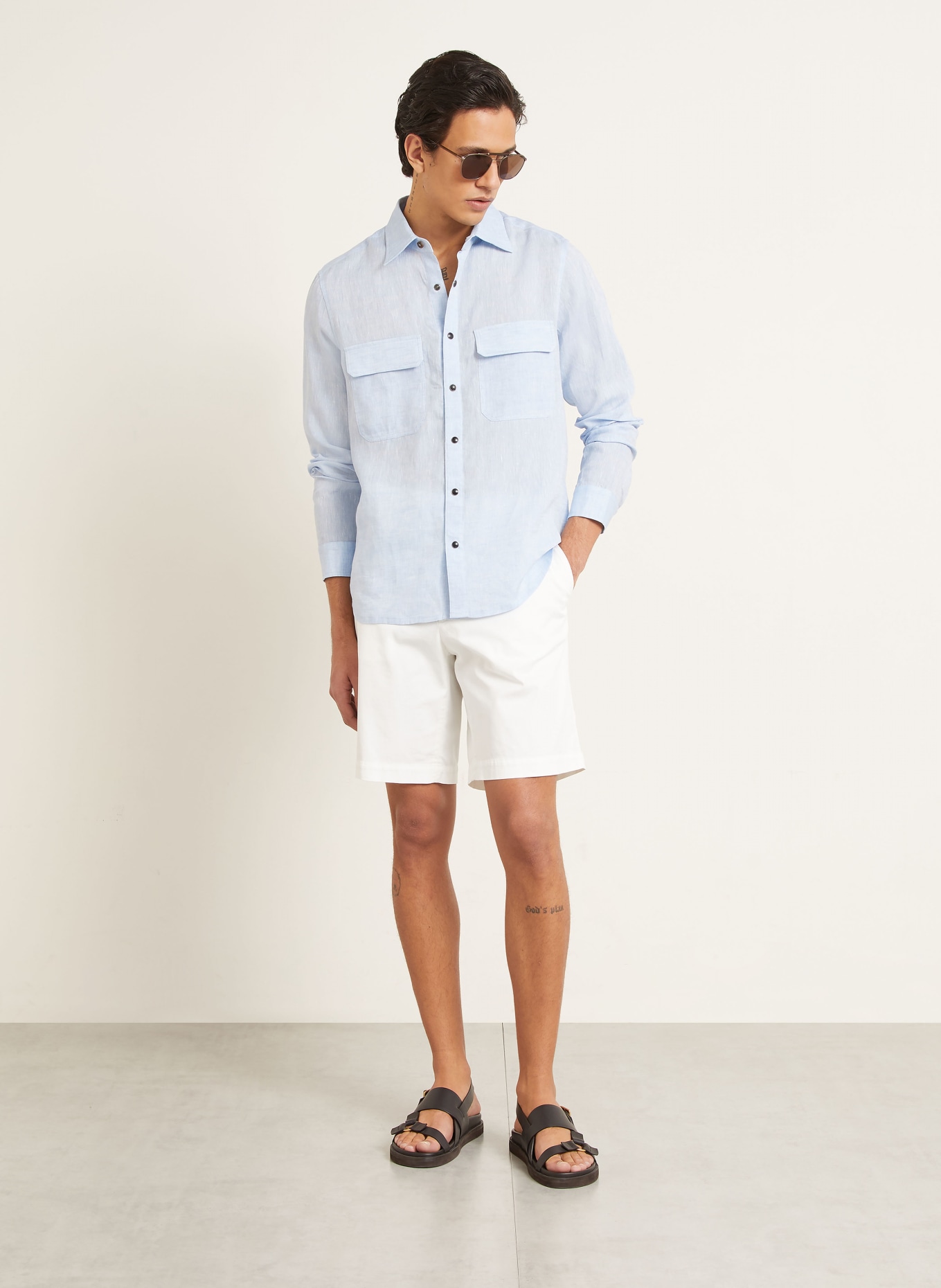 FIORONI Linnen overhemd Comfort Fit: LICHTBLAUW