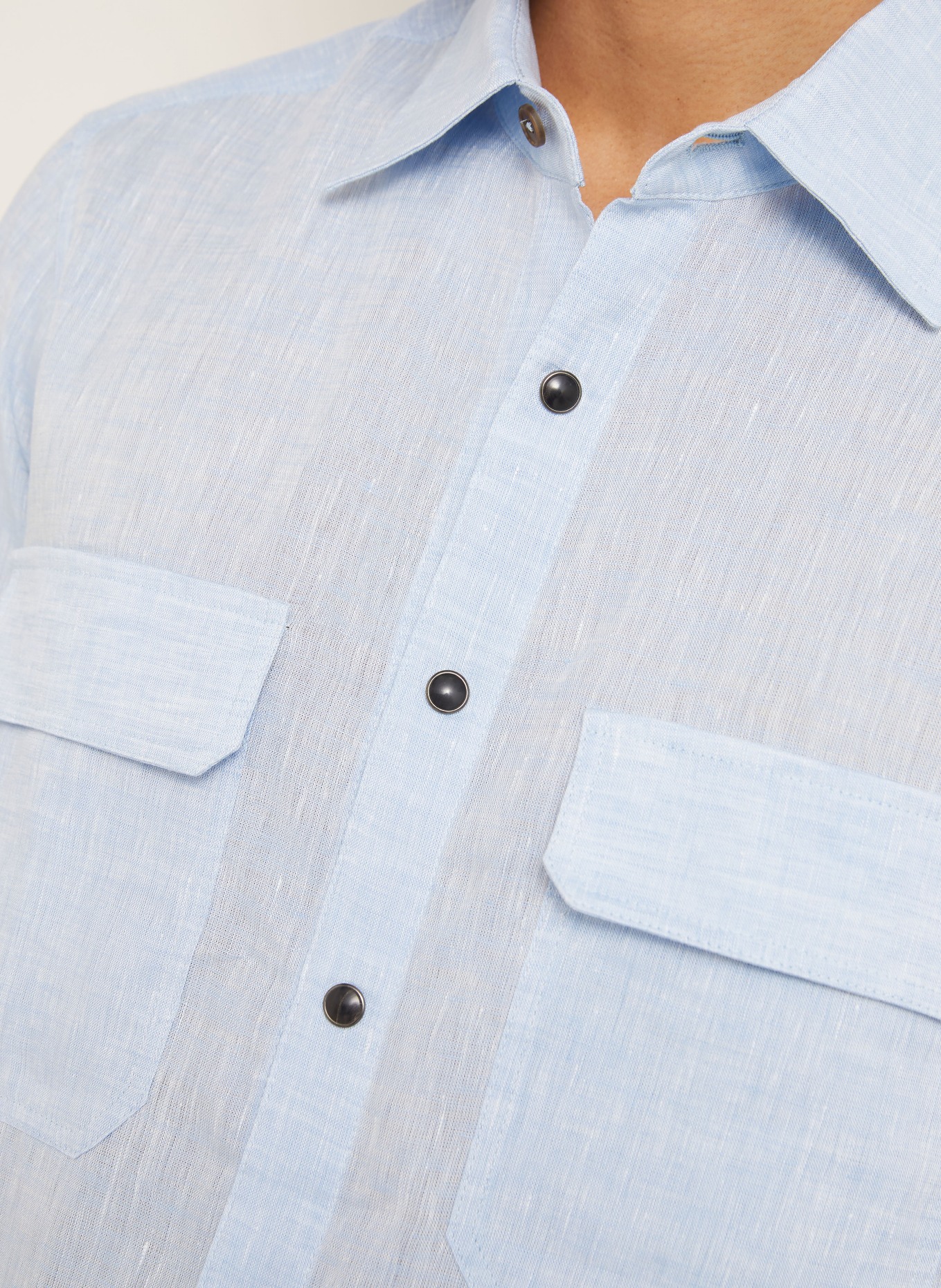 FIORONI Linnen overhemd Comfort Fit: LICHTBLAUW