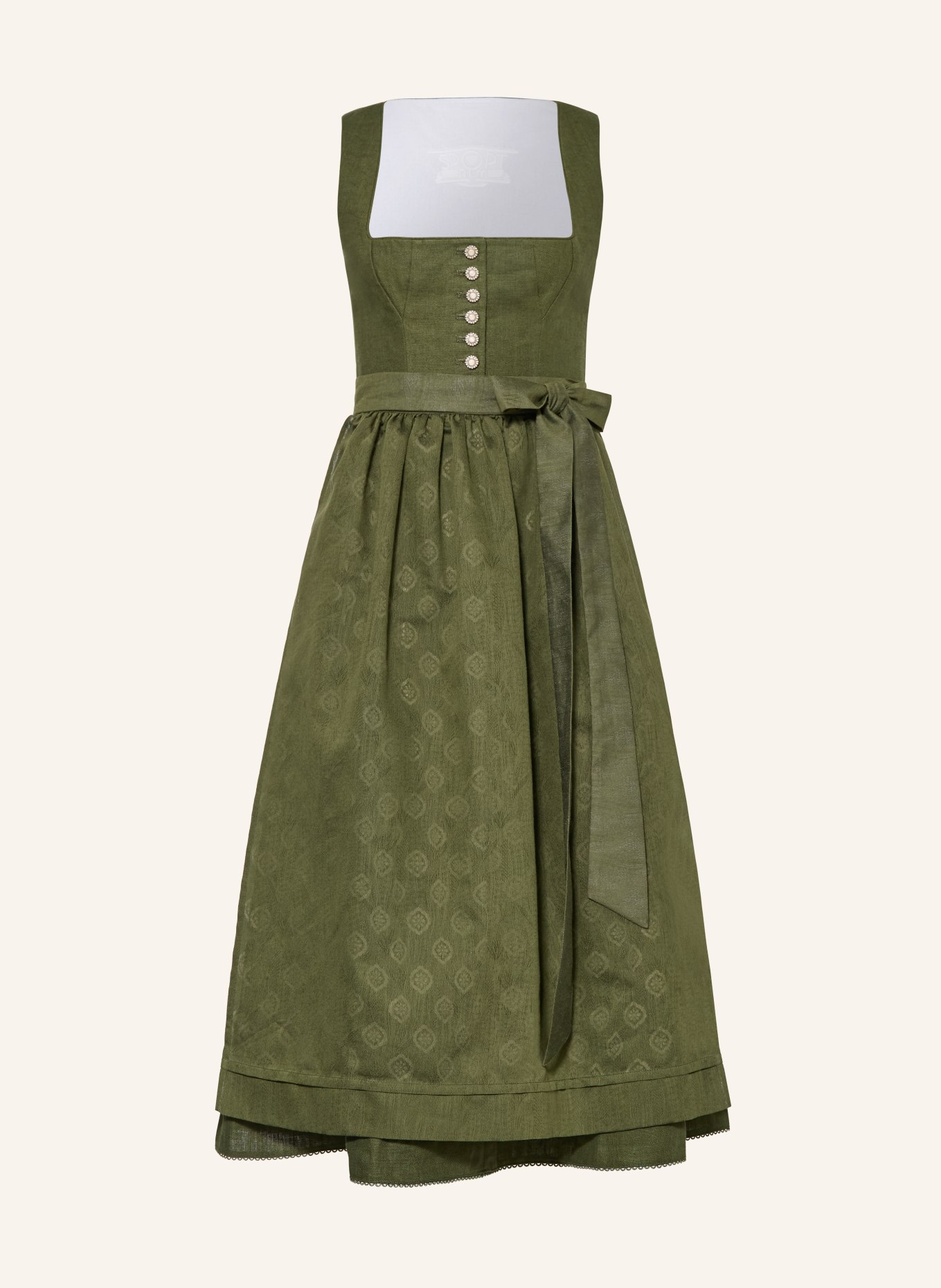 SPORTALM Dirndl RIEDHOF im Materialmix: DUNKELGRÜN / WEISS