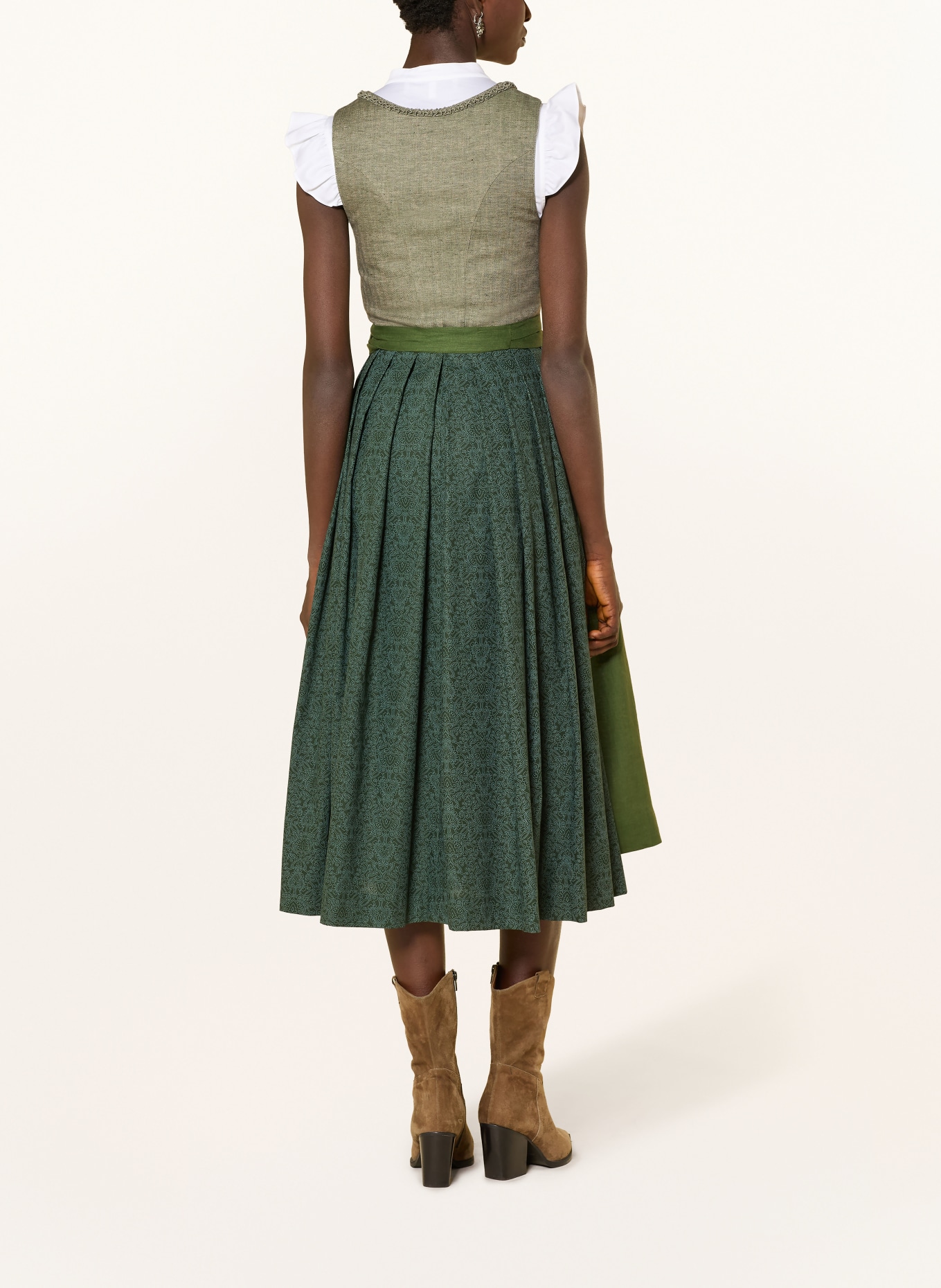 Johann & Johanna Dirndl im Materialmix: DUNKELGRÜN / GRÜN / WEISS