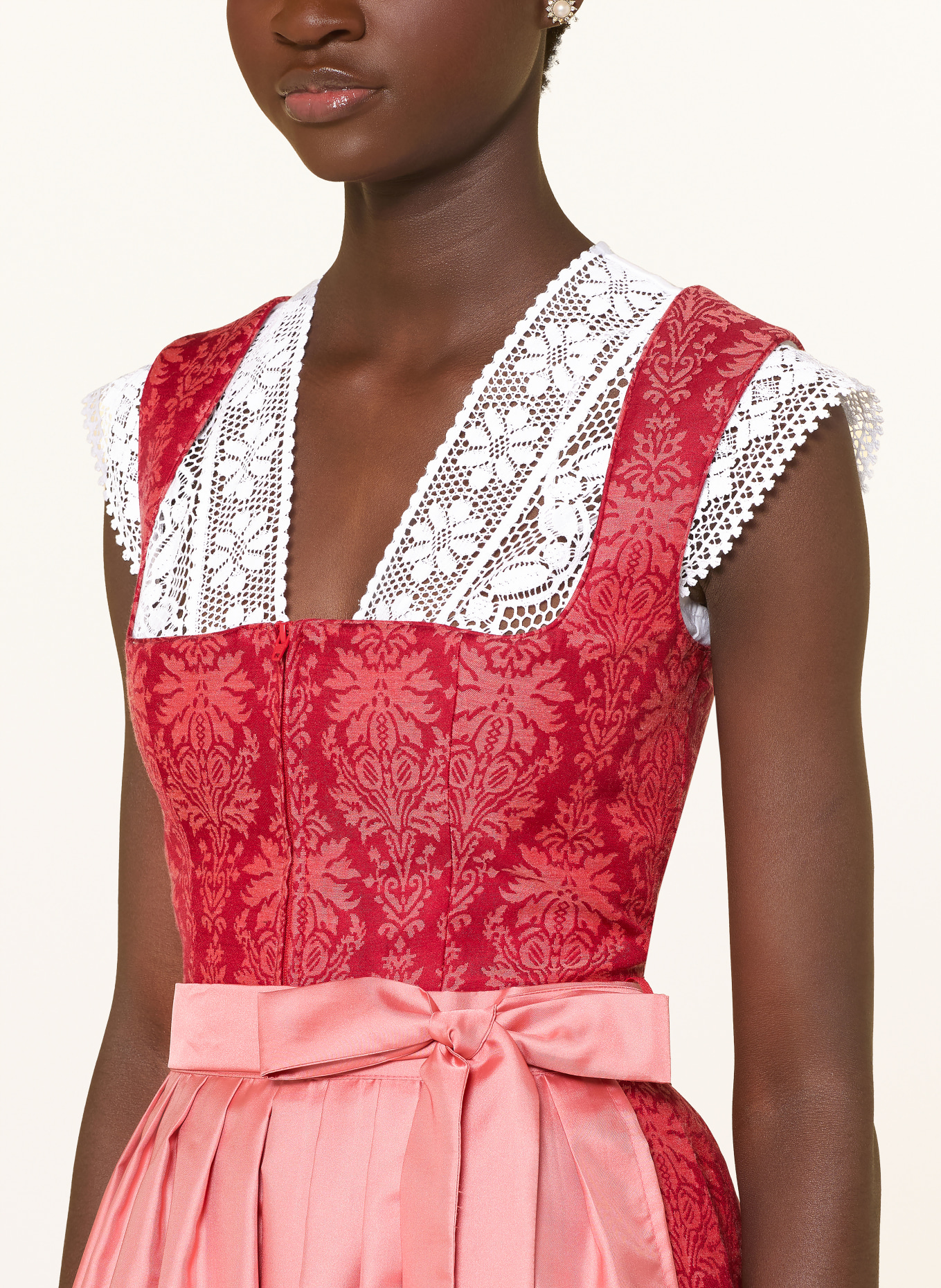 Hammerschmid Chemisier dirndl BRITTE avec dentelle: BLANC