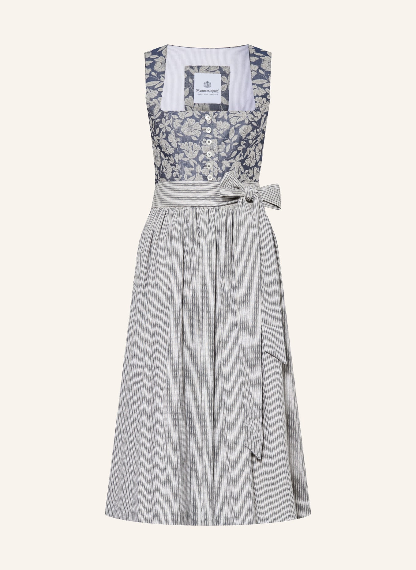 Hammerschmid Dirndl KOFLERSEE im Materialmix: HELLBLAU / BEIGE