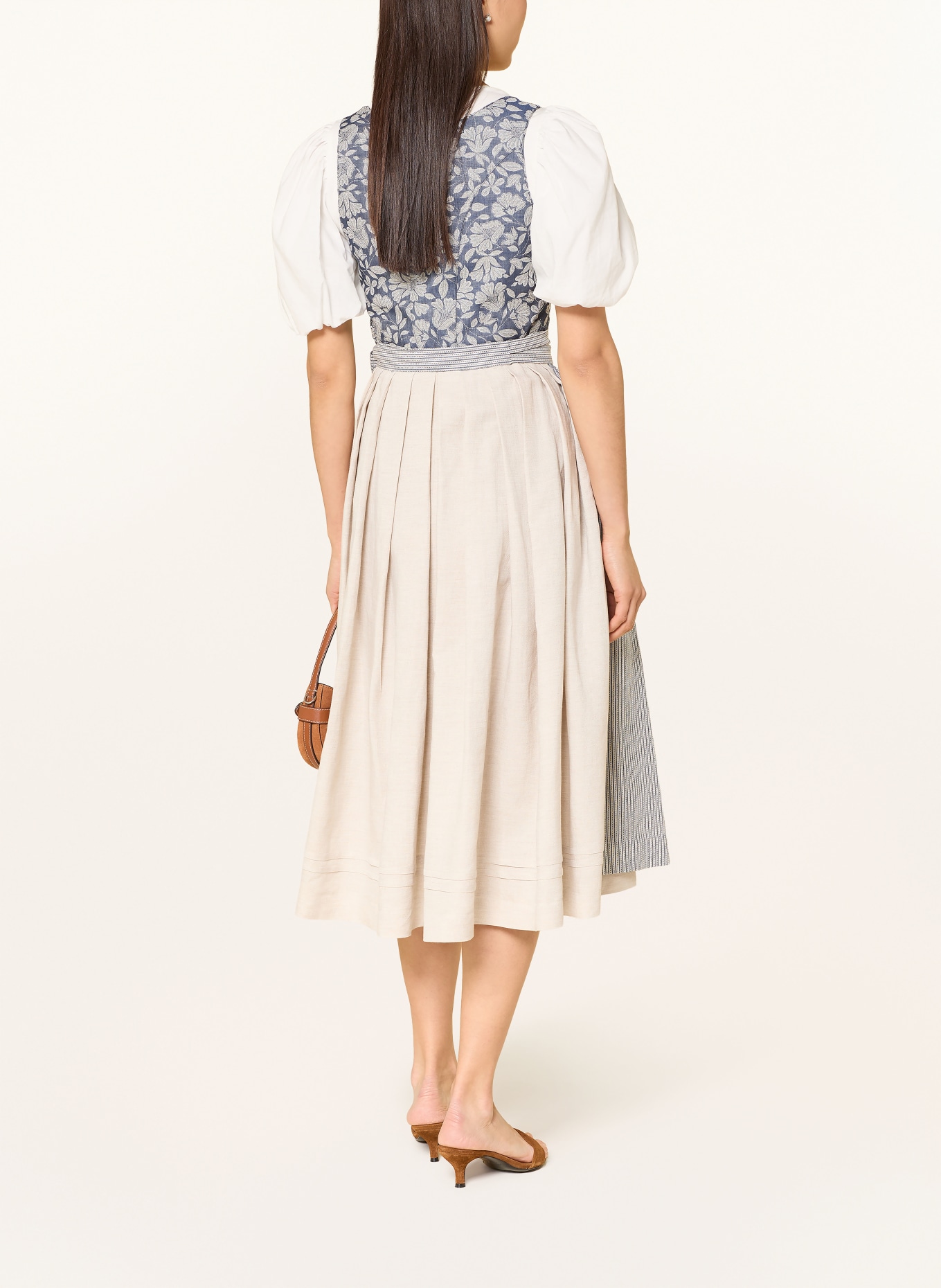 Hammerschmid Dirndl KOFLERSEE im Materialmix: HELLBLAU / BEIGE