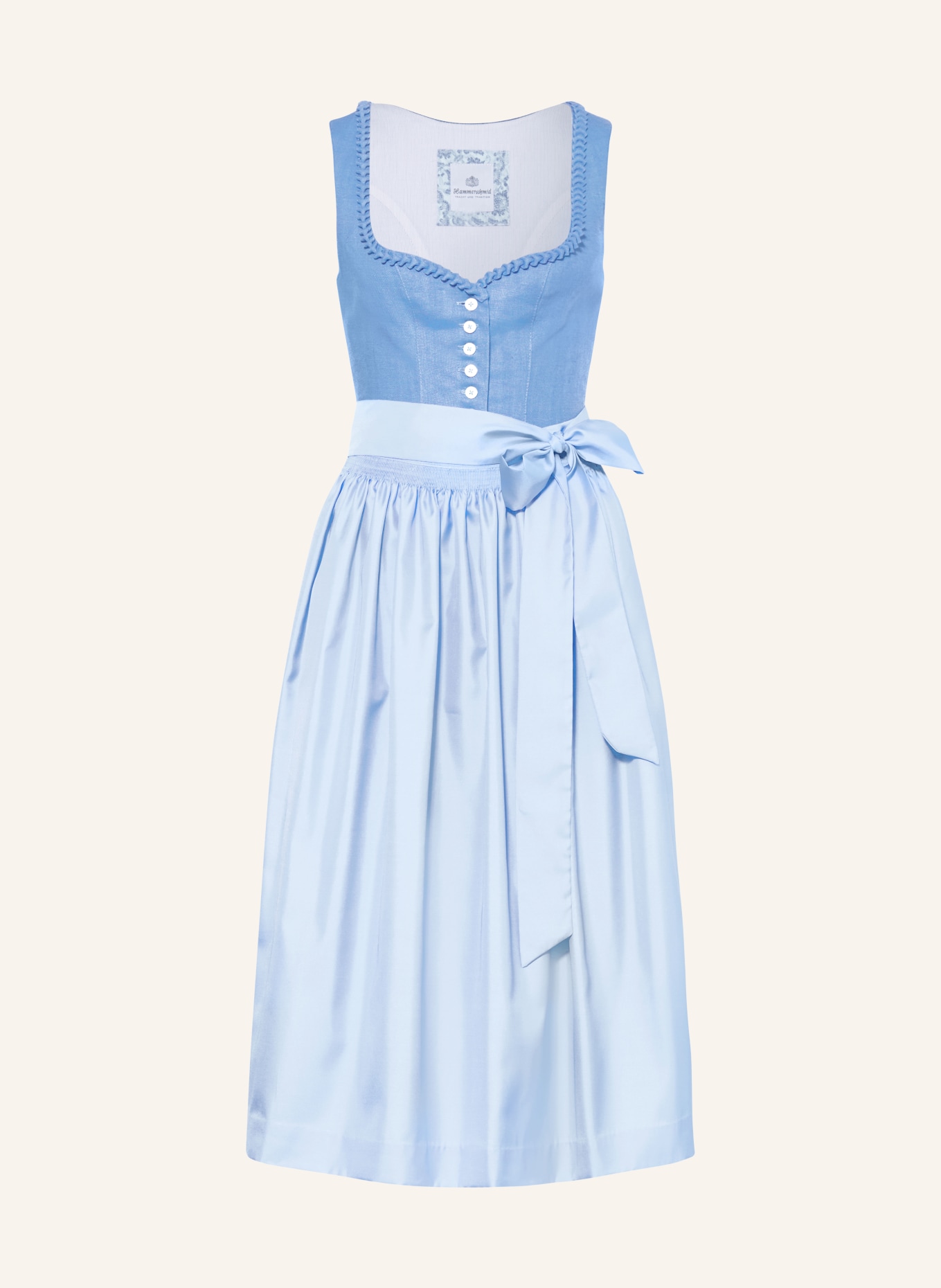 Hammerschmid Dirndl ROTHSEE aus Leinen: BLAU / HELLBLAU