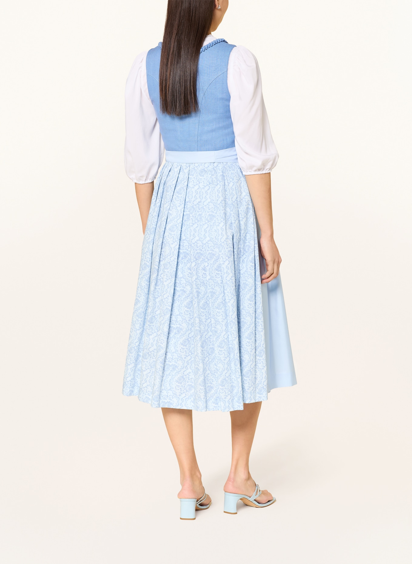 Hammerschmid Dirndl ROTHSEE aus Leinen: BLAU / HELLBLAU