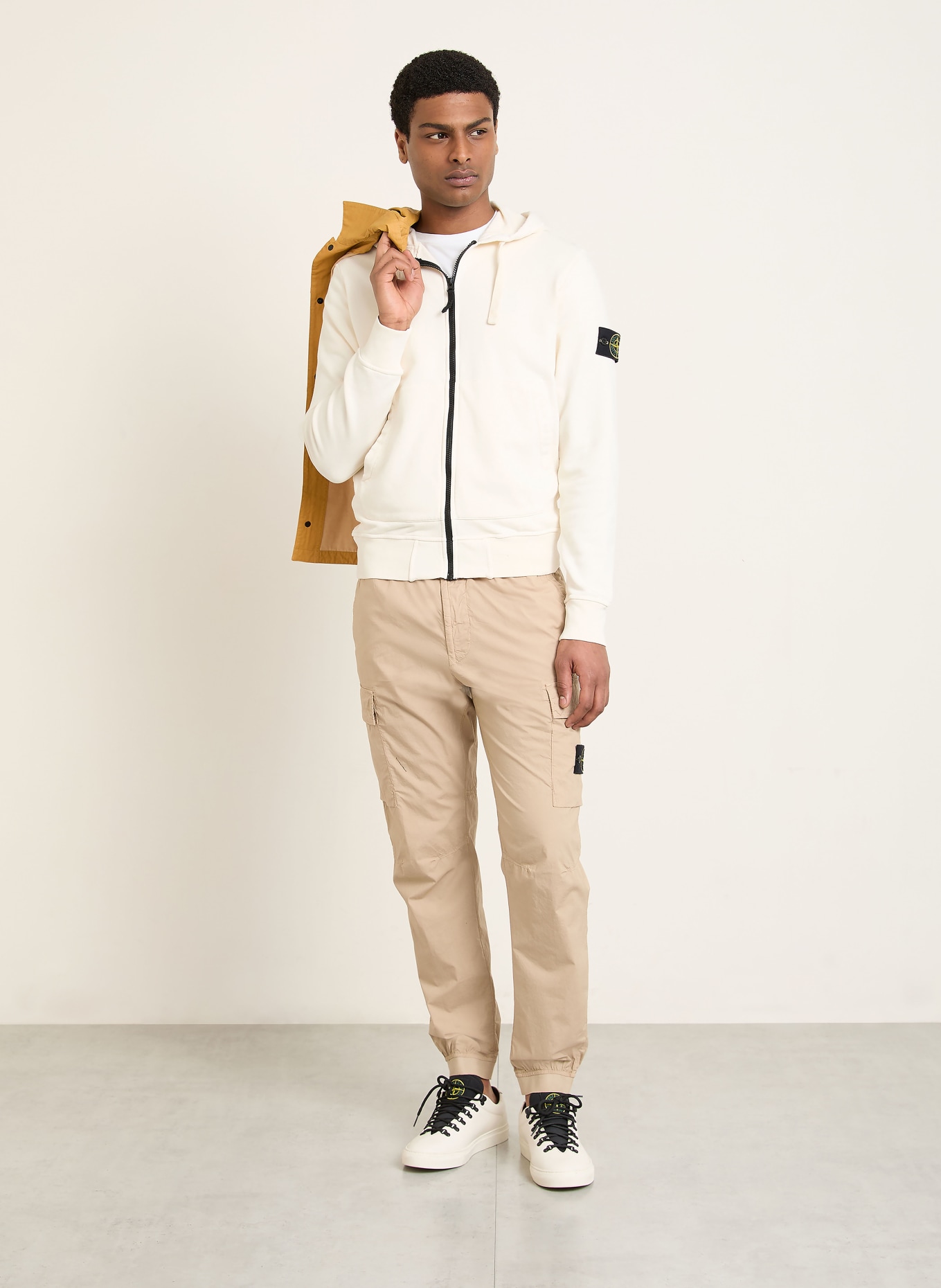 STONE ISLAND sweat à capuche: CRÈME