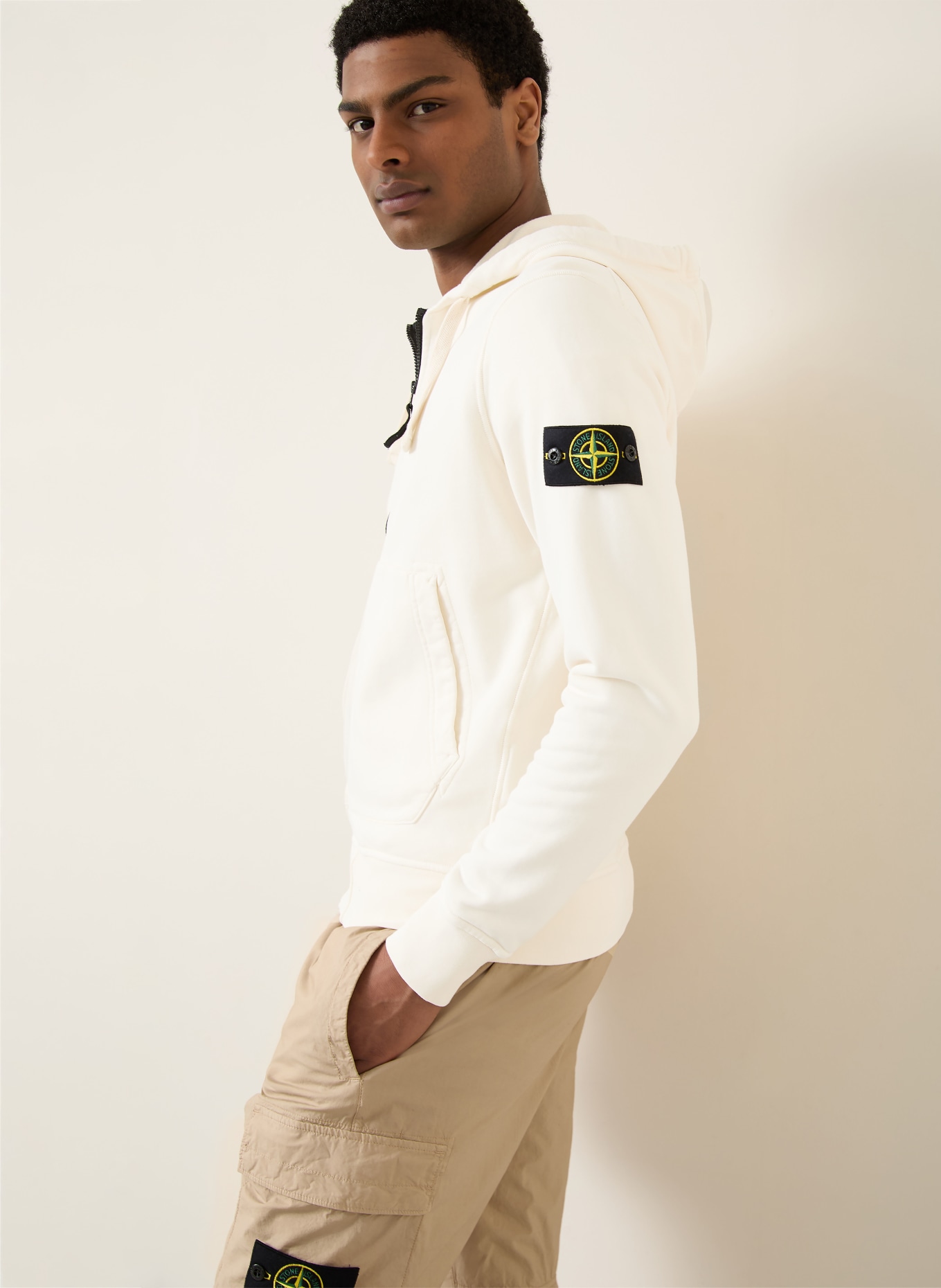 STONE ISLAND sweat à capuche: CRÈME