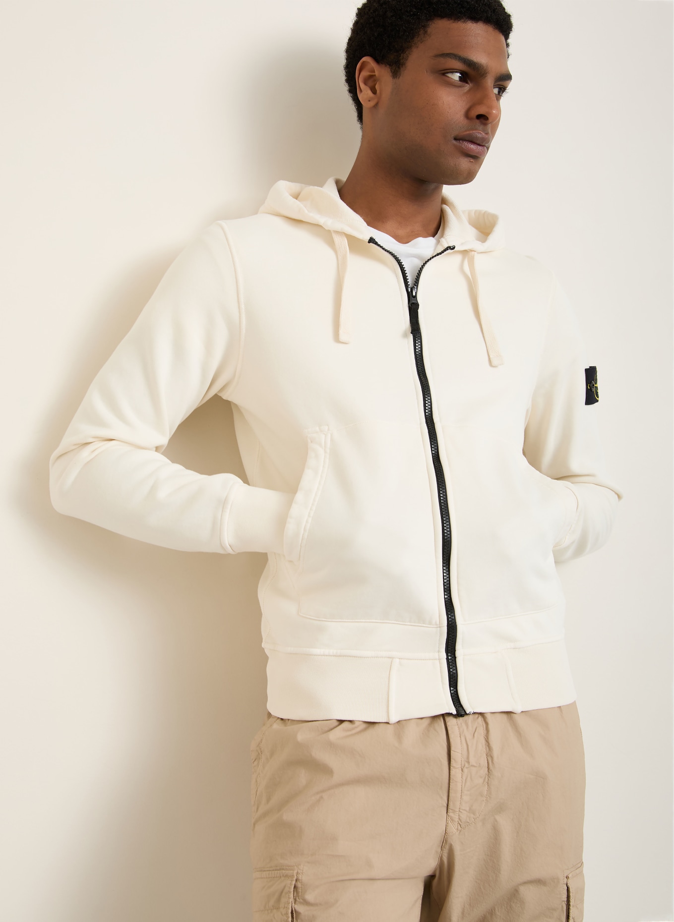 STONE ISLAND sweat à capuche: CRÈME