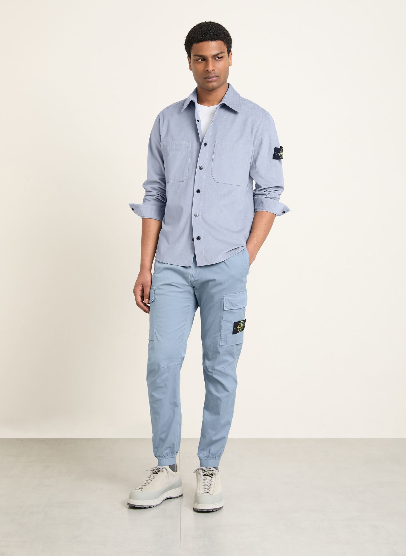 STONE ISLAND Veste en velours côtelé: BLEU CLAIR