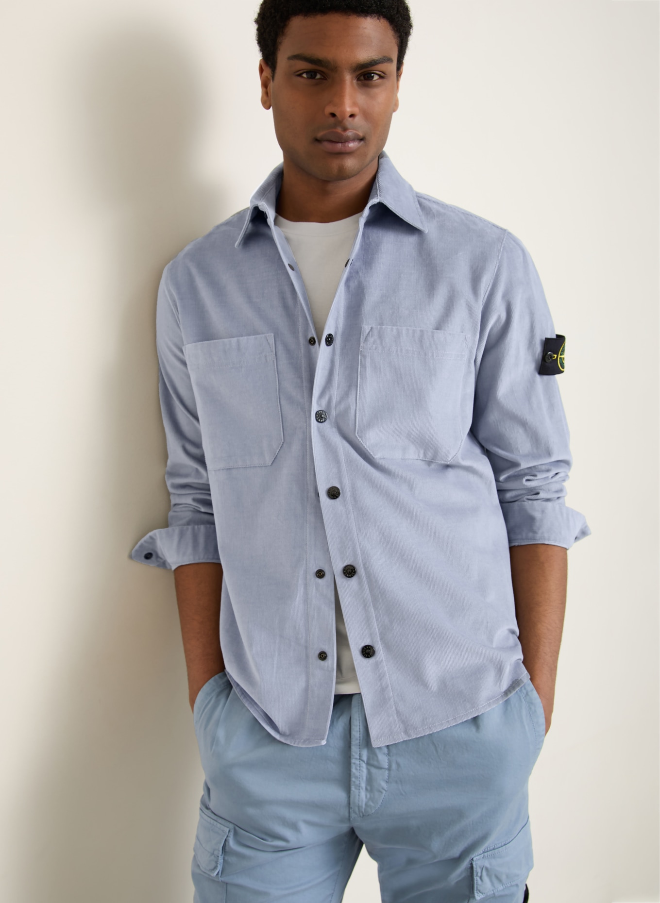 STONE ISLAND Veste en velours côtelé: BLEU CLAIR