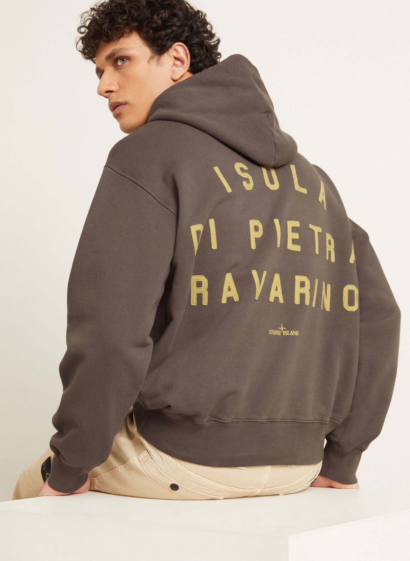 STONE ISLAND Hoodie: MARRON FONCÉ / DONKERGEEL