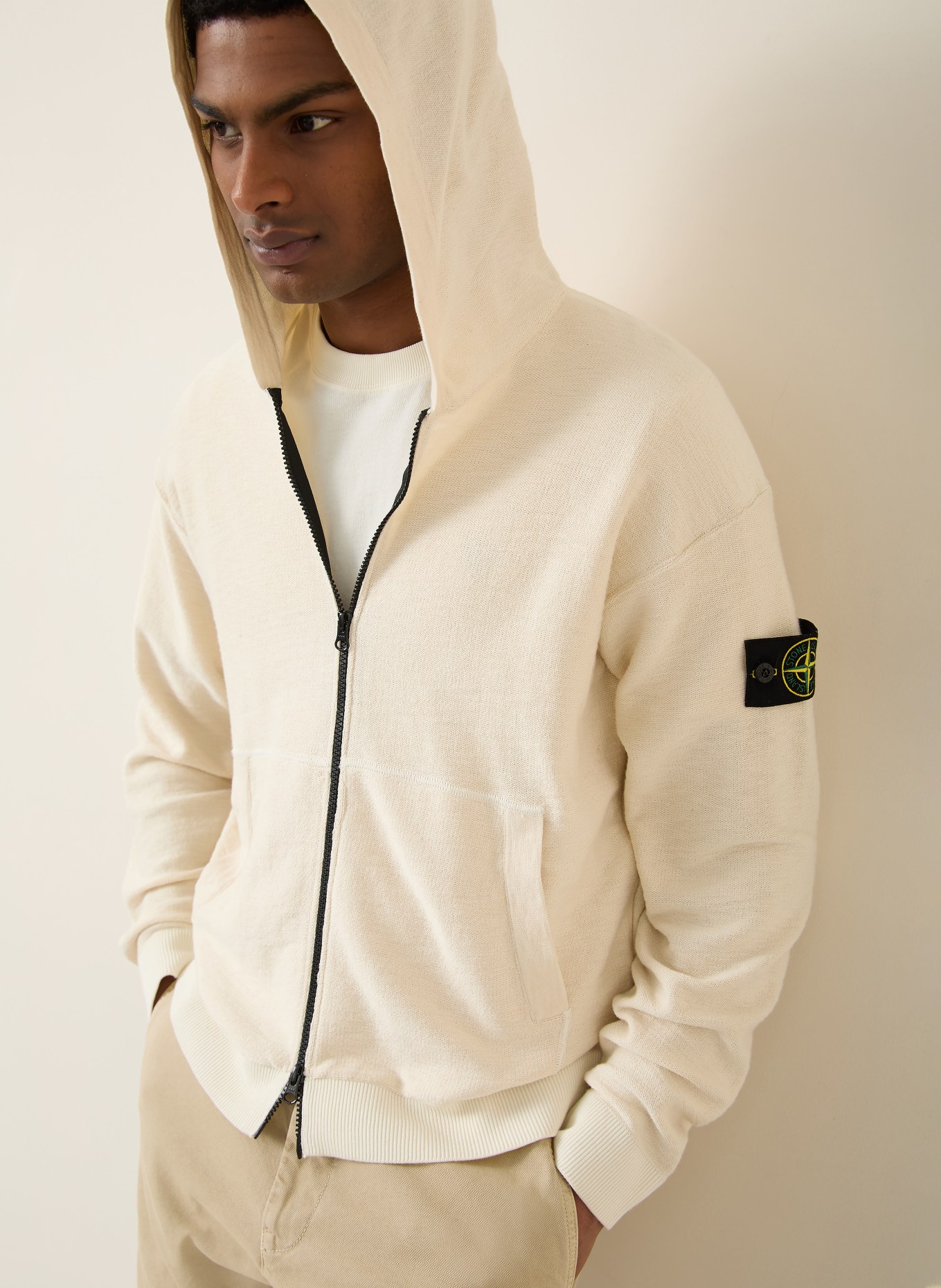 STONE ISLAND cardigan: CRÈME